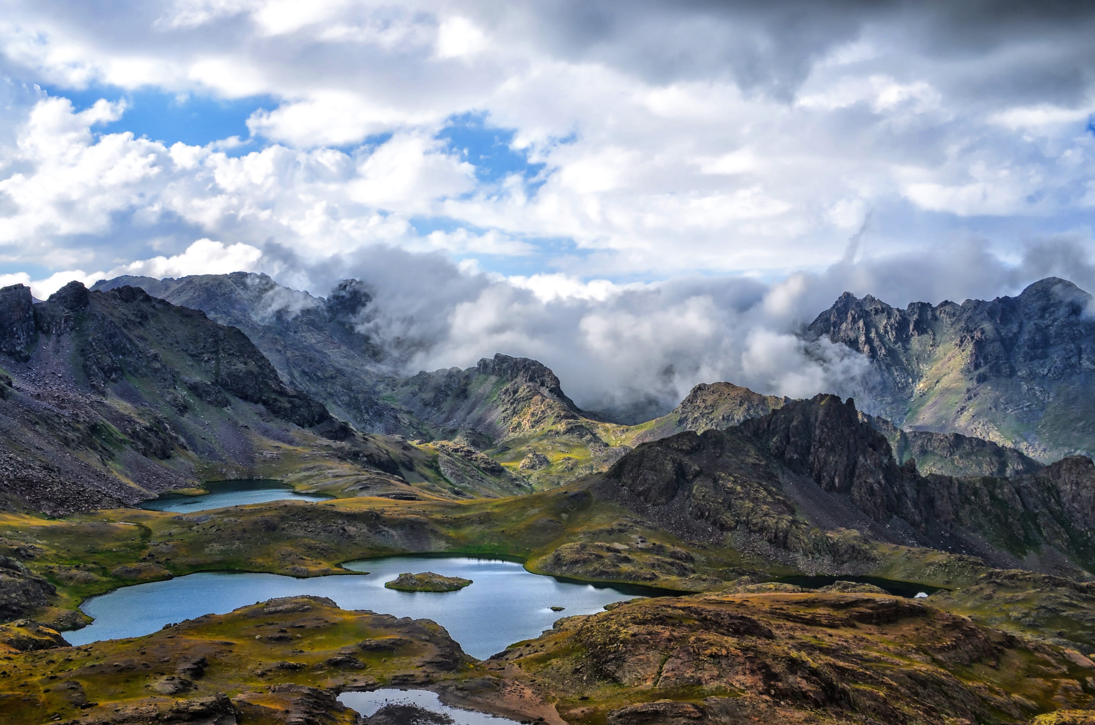 landscape, kaçkars, blue, atmosphere, mountain, beauty in nature, beautiful, lake, nature, peace, background, high, grass, outdoor, plateaus, HD Wallpaper