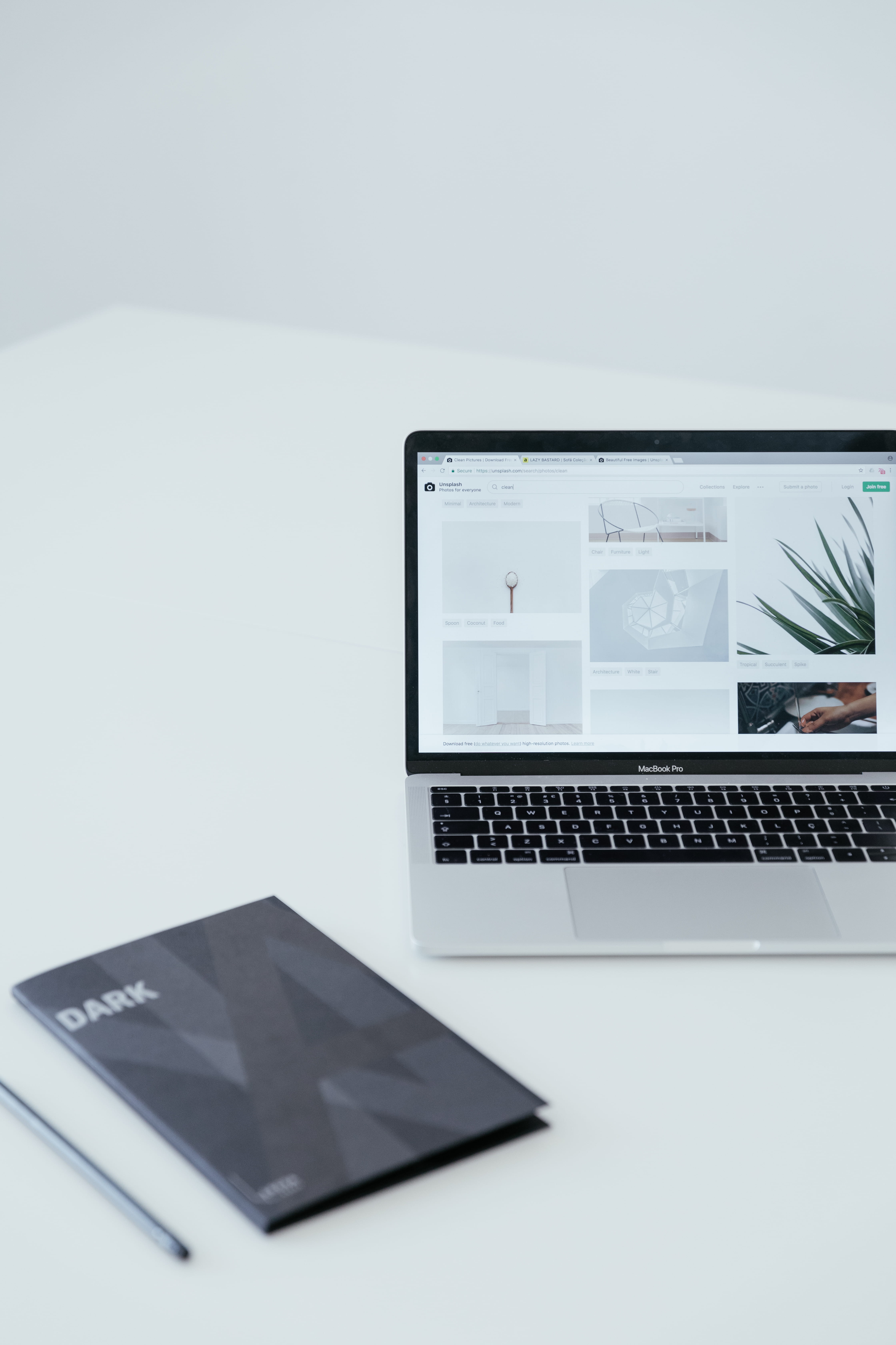 creative, turned, indoors, clean, minimal, workspace, webdesign, wireless technology, pro, furniture, table, no people, dark, pencil, notebook, white background, Phone HD Wallpaper