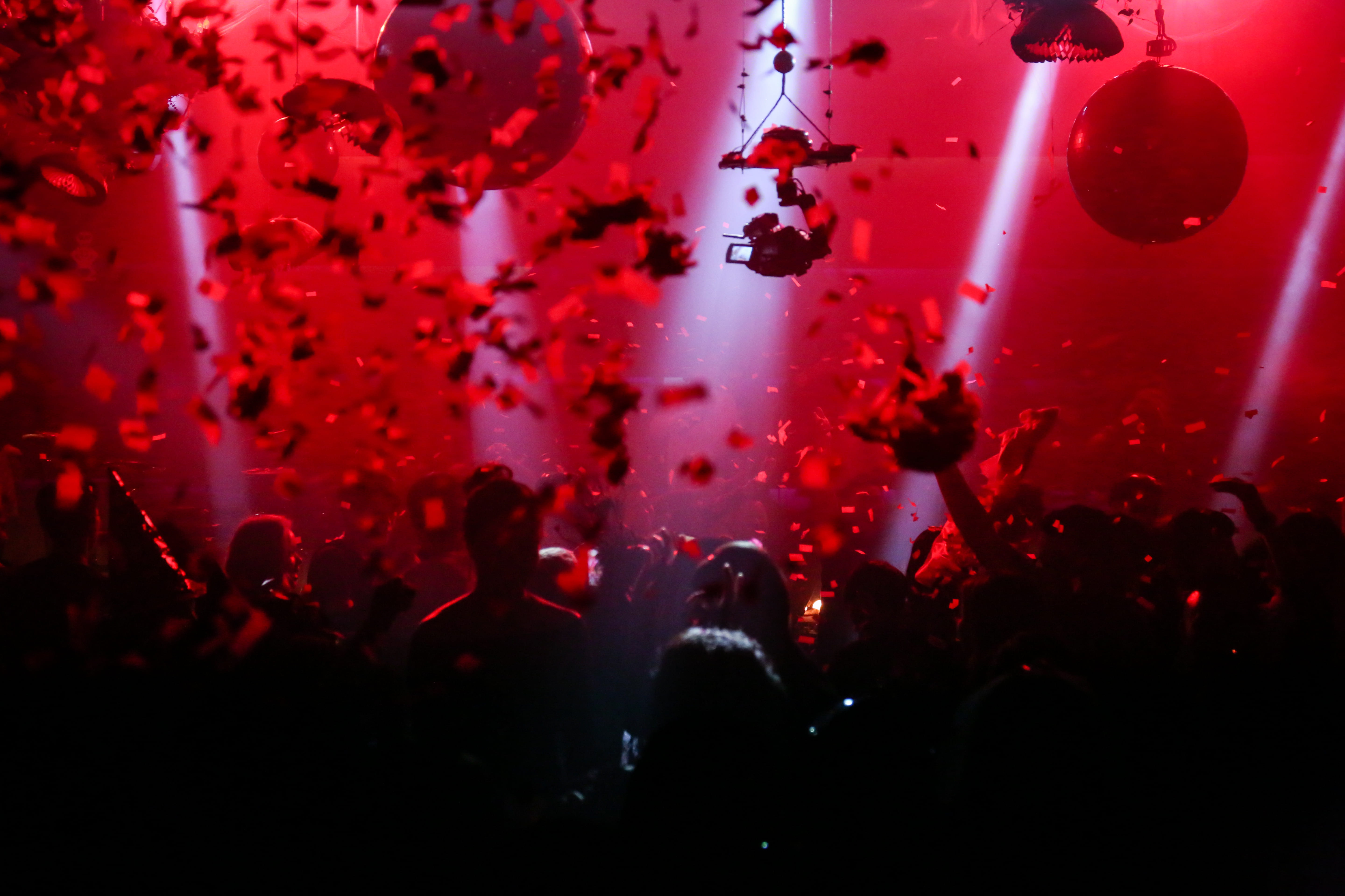 illuminated, arms raised, crowd, fun, red, night, real people, music, arts culture and entertainment, human arm, soccer, lighting equipment, music festival, HD Wallpaper