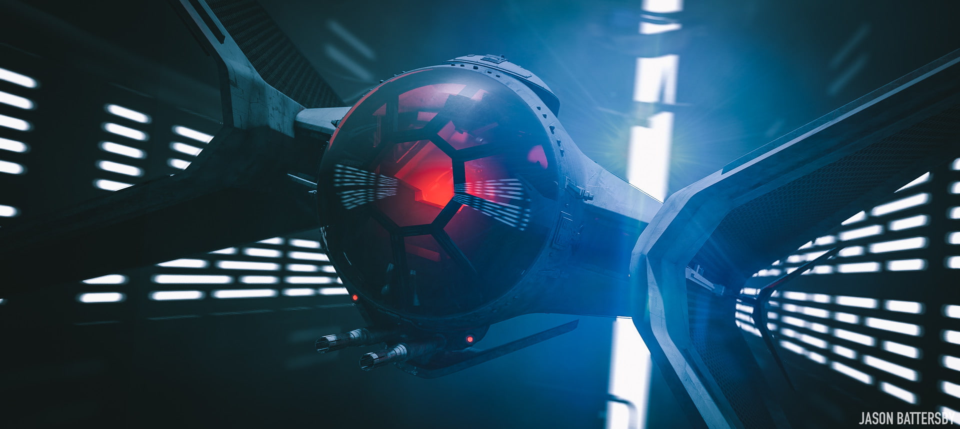 illuminated, clock, architecture, digital art, Concept Art, accuracy, transportation, TIE Fighter, futuristic, factory, day, spaceship, sunlight, hanging, HD Wallpaper