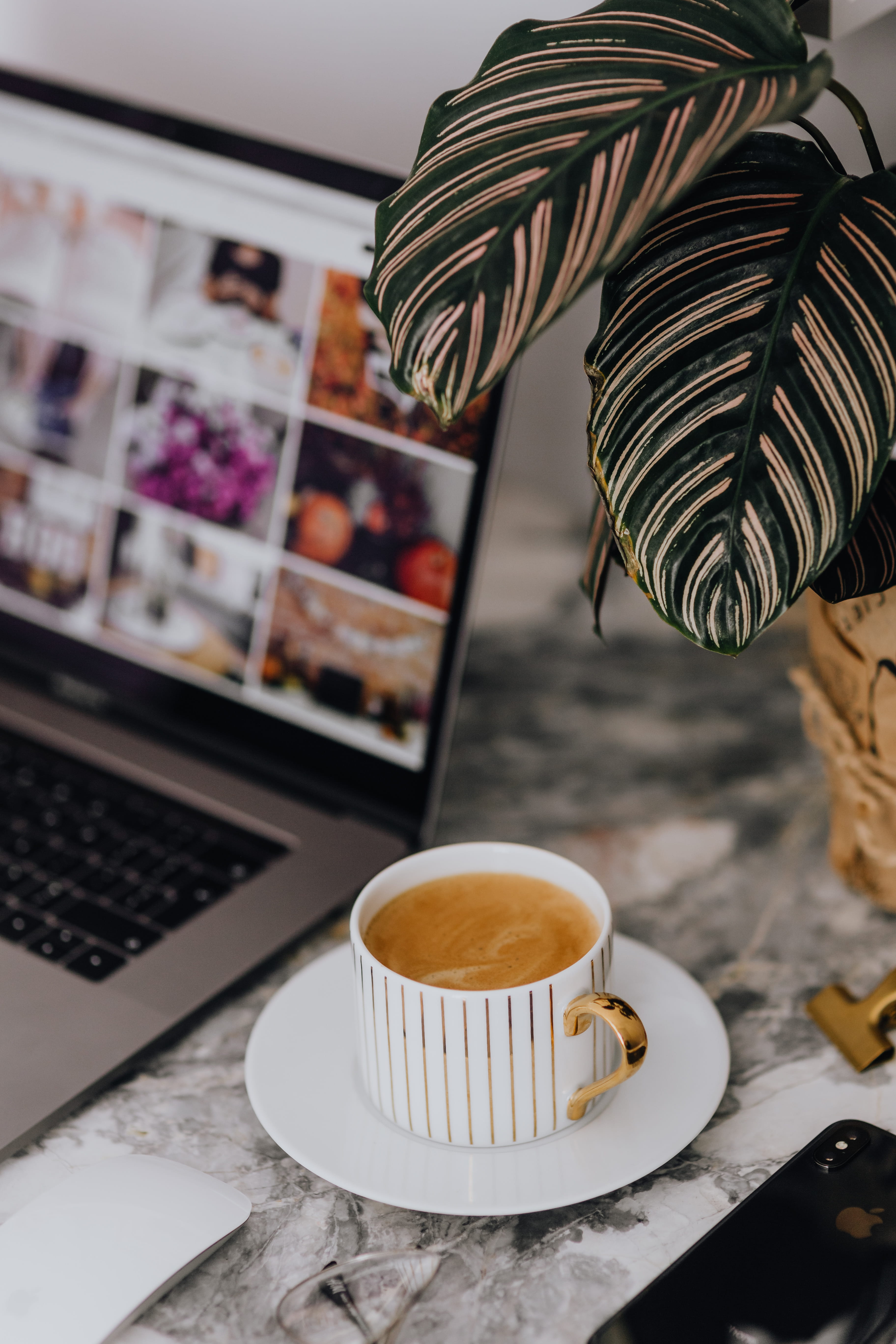 desk, refreshment, coffee cup, indoors, communication, focus on foreground, macbook pro, temptation, no people, drink, cup, technology, computer, 5K, close-up, Phone HD Wallpaper