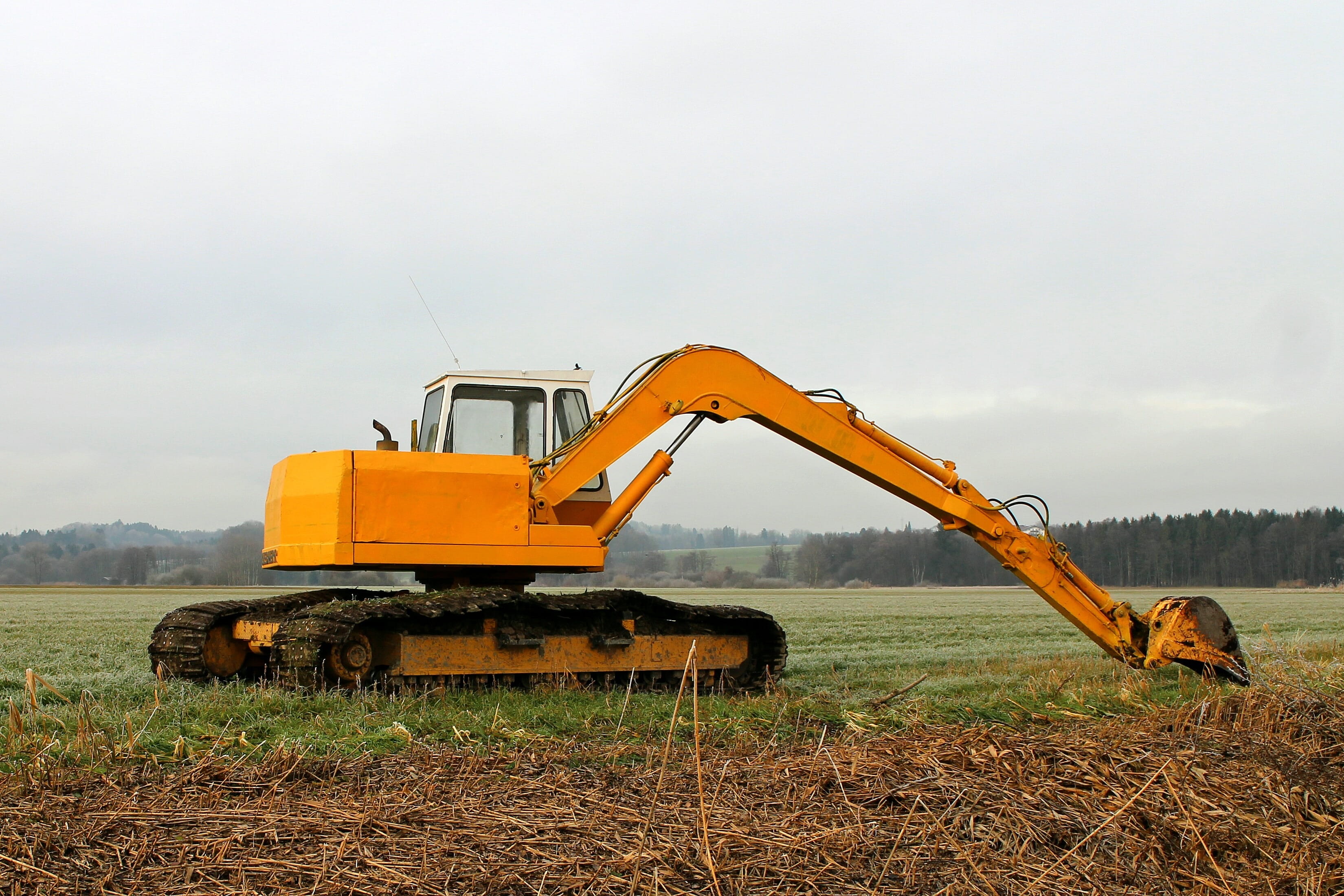 land vehicle, site, Construction, field, machinery, work machine, nature, bulldozer, blade, construction site, technology, development, 2K, sky, Shovel, HD Wallpaper