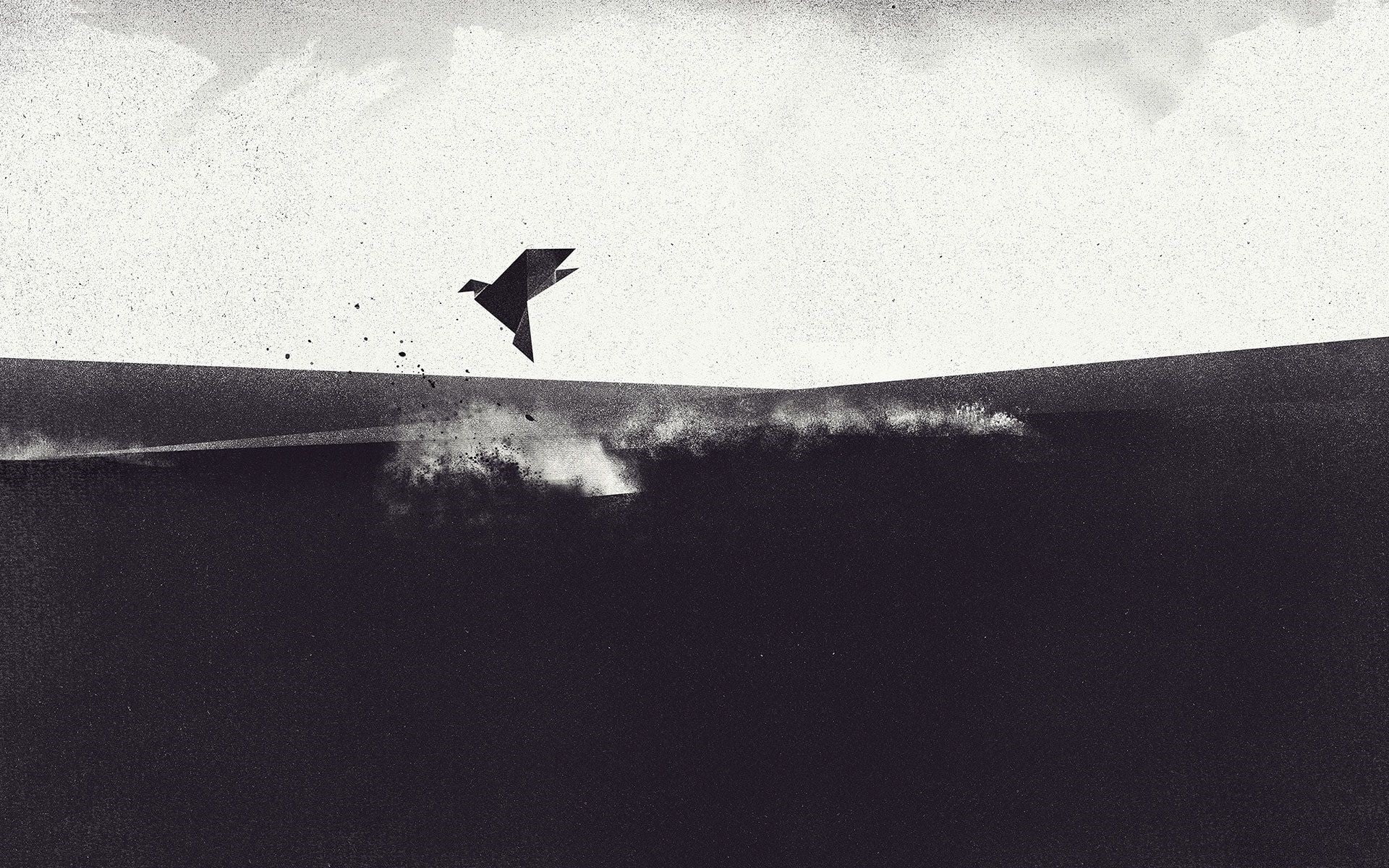 day, animal wildlife, origami, nature, one animal, animals in the wild, low angle view, water, sky, silhouette, flight, vertebrate, animal, 1080P, HD Wallpaper