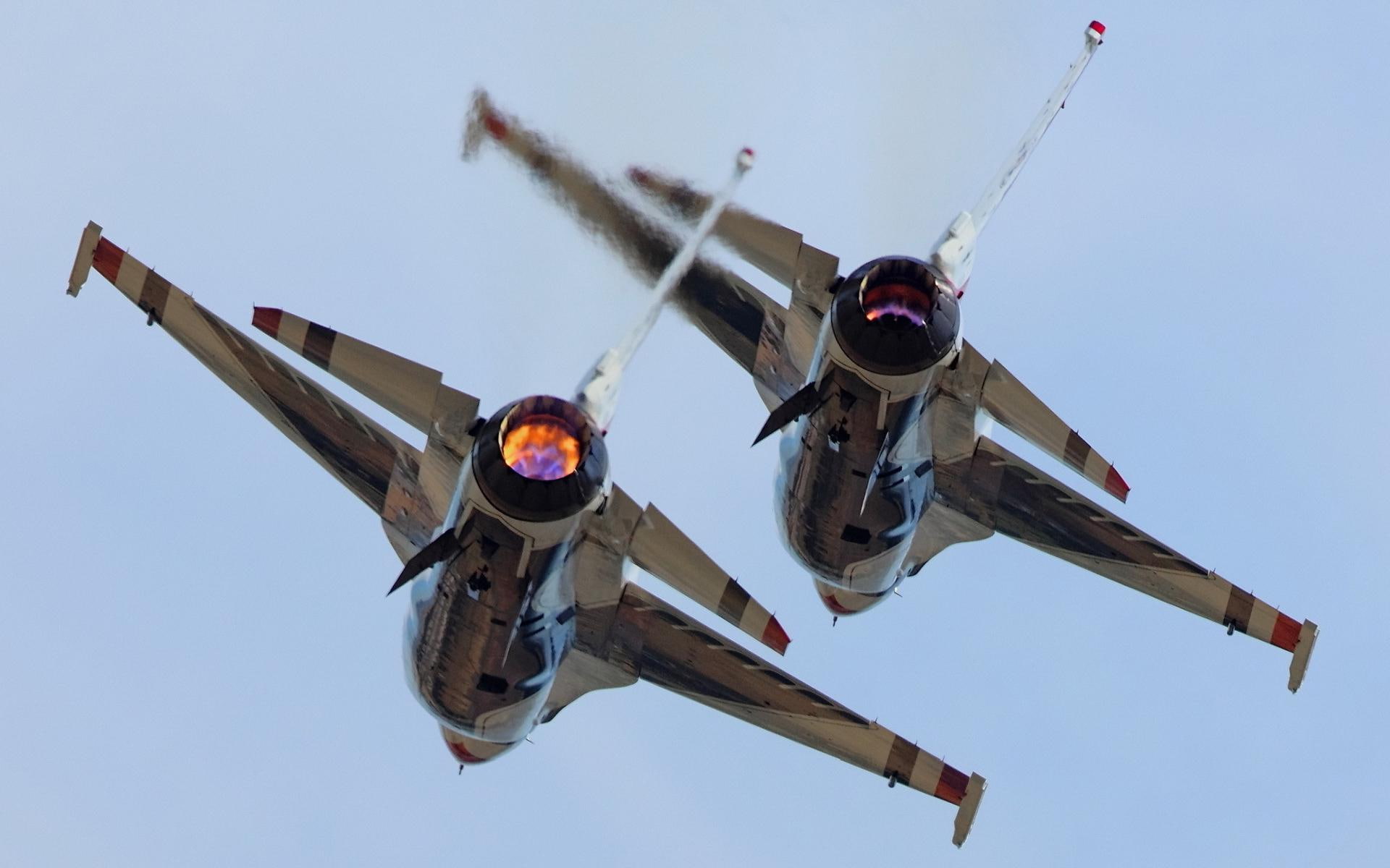 tandem, f, falcon, airforce, aircraft, 1080P, jet fighter, jets, military, flight, HD Wallpaper