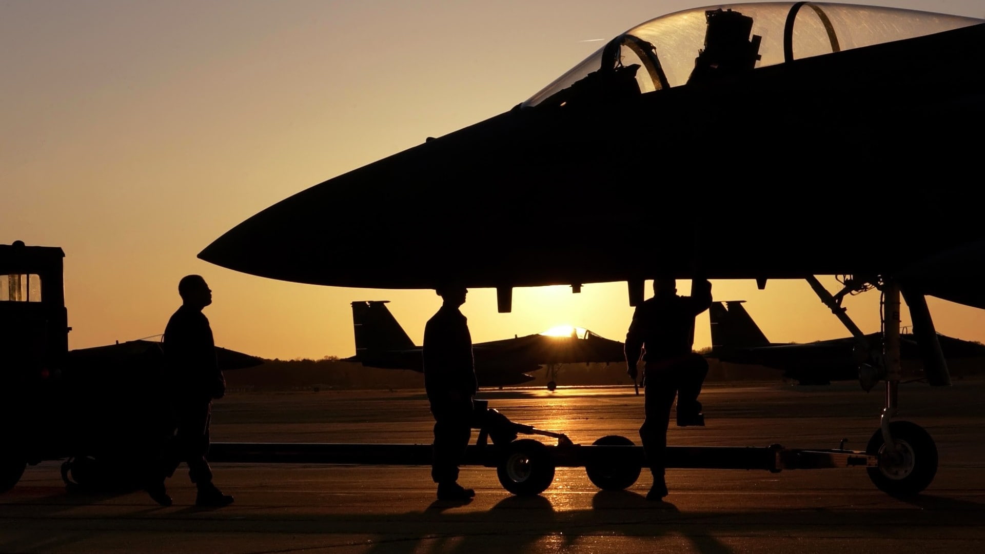 jets, military, military aircraft, aircraft, sunlight, airplane, silhouette, F15 Eagle, 1080P, sky, HD Wallpaper