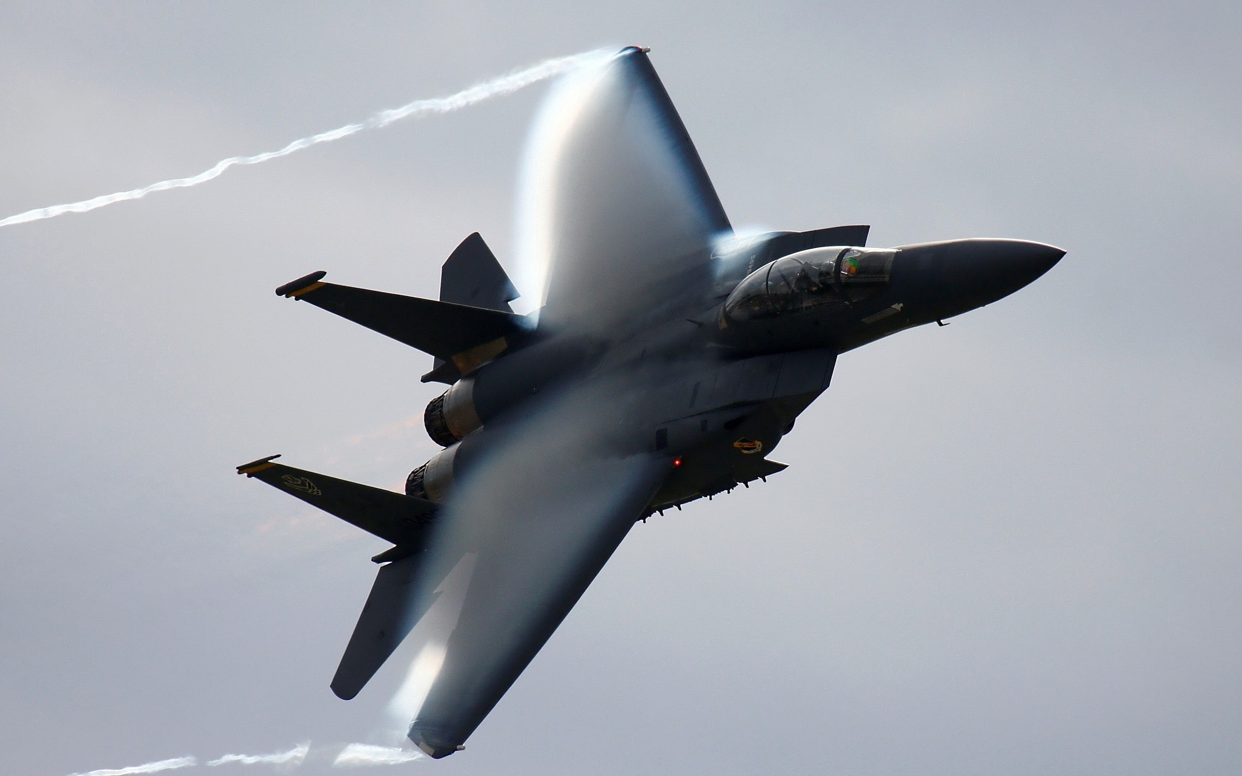 eagle, fighter, contrails, aircraft, 2K, f15, HD Wallpaper
