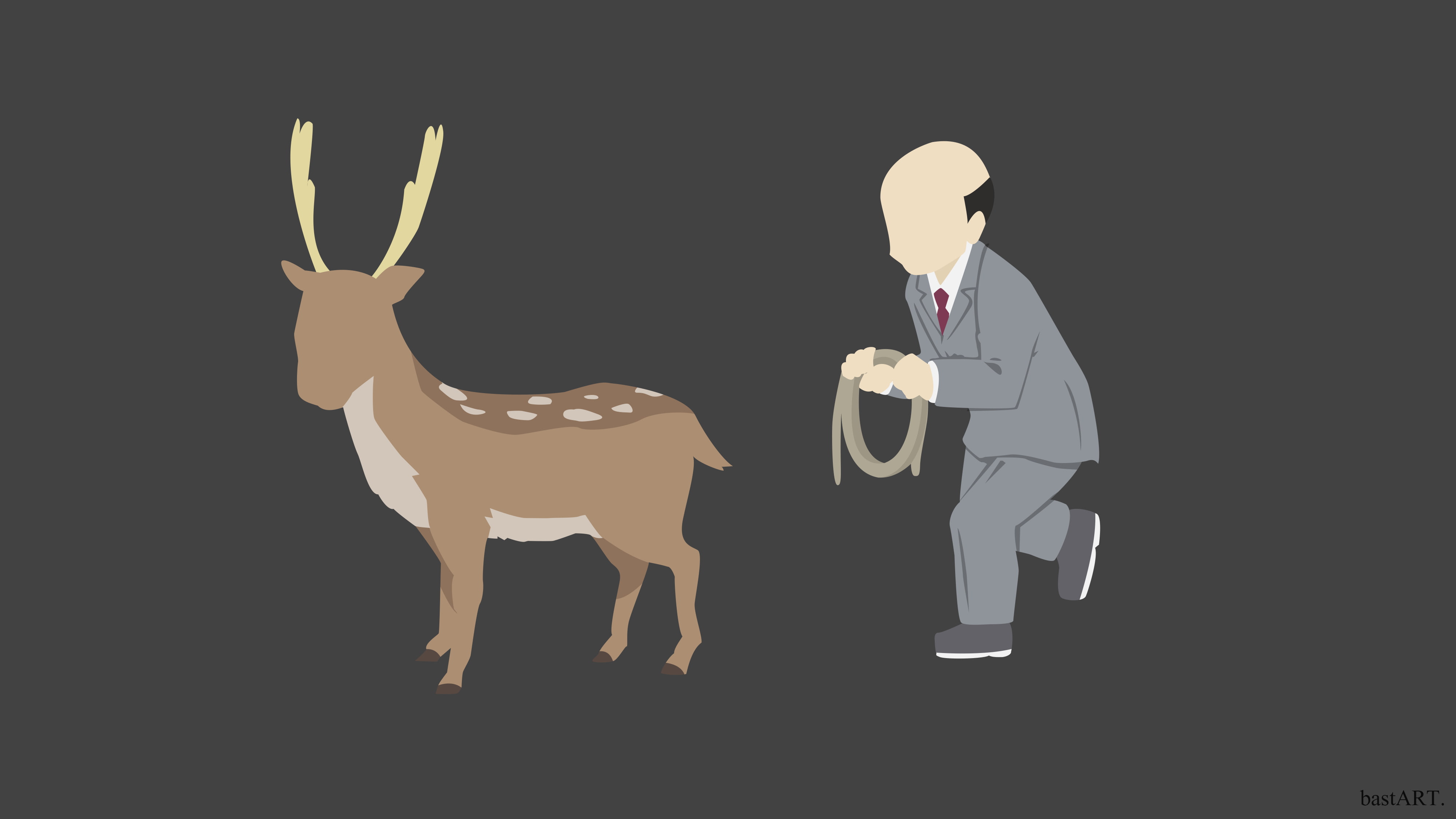 mammal, domestic, representation, standing, one person, one animal, animal wildlife, figurine, men, creativity, indoors, anime, Nichijou, reindeer, deer, HD Wallpaper
