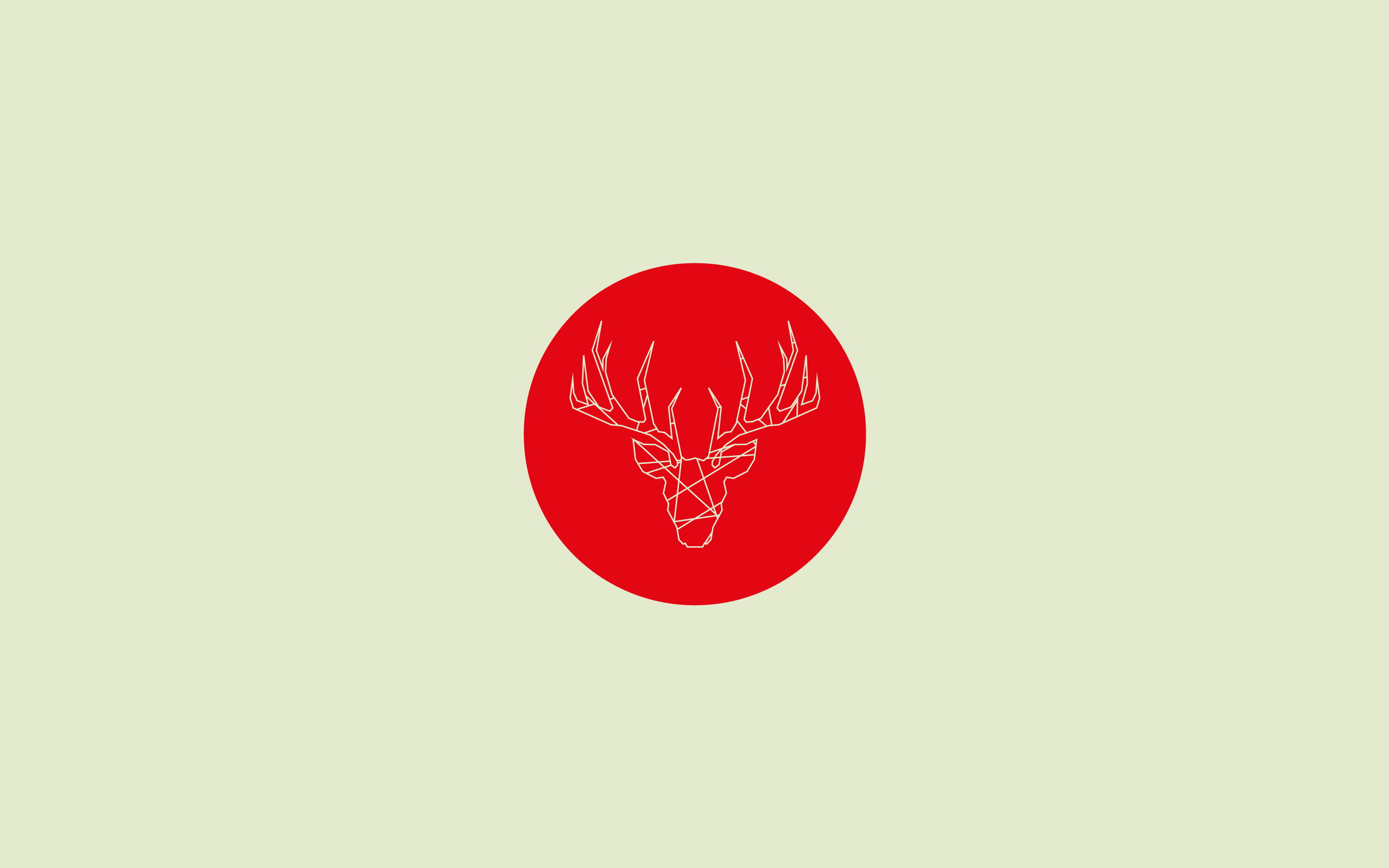 red, circle, 2K, minimalism, deer, HD Wallpaper