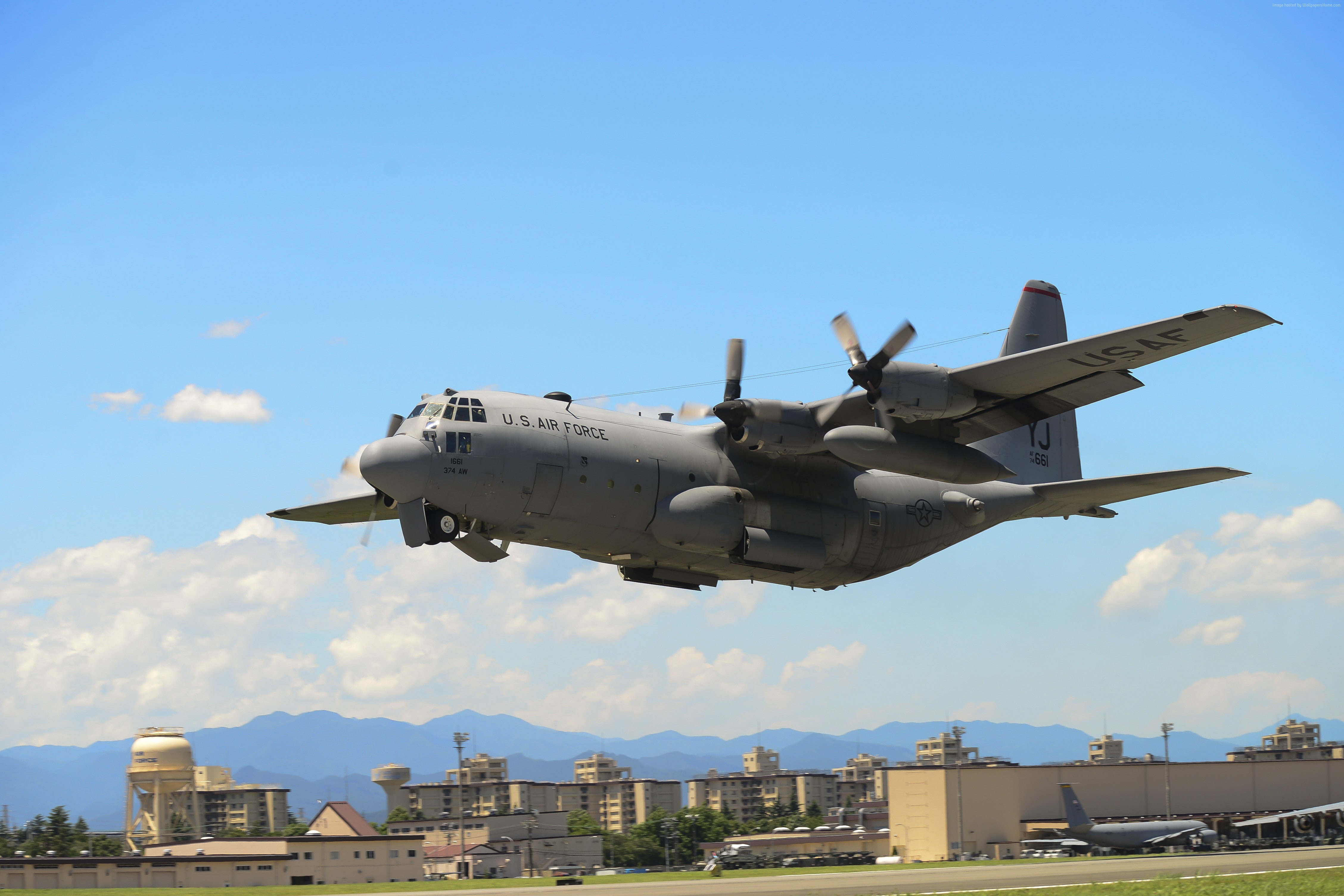 U.S. Air Force, C-130 Hercules, military transport aircraft, US Army, 4K, HD Wallpaper