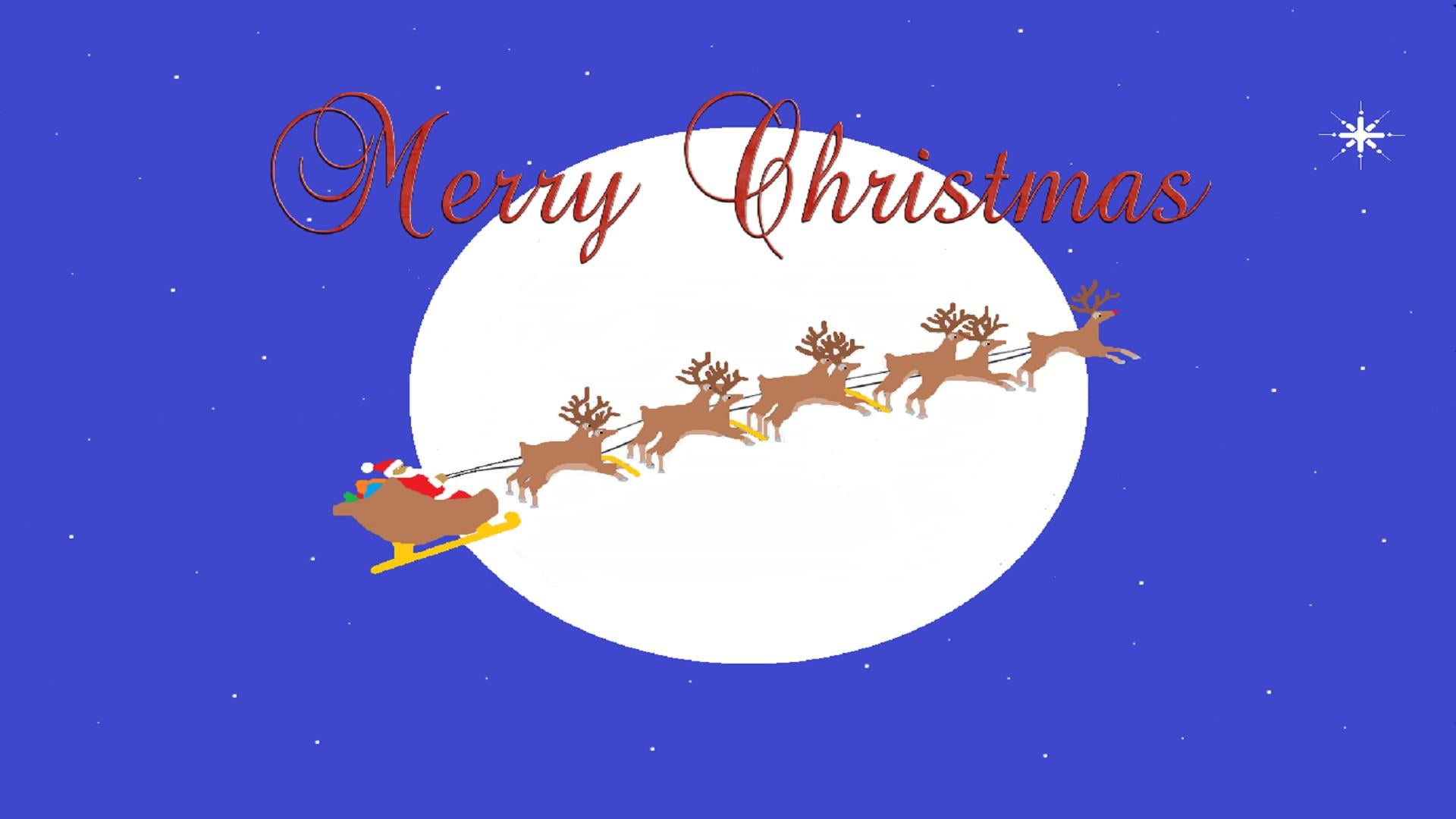 food and drink, astrology, shape, space, colored background, santa claus, christmas, blue background, message, sleigh, flying, water, 1080P, illustration, HD Wallpaper