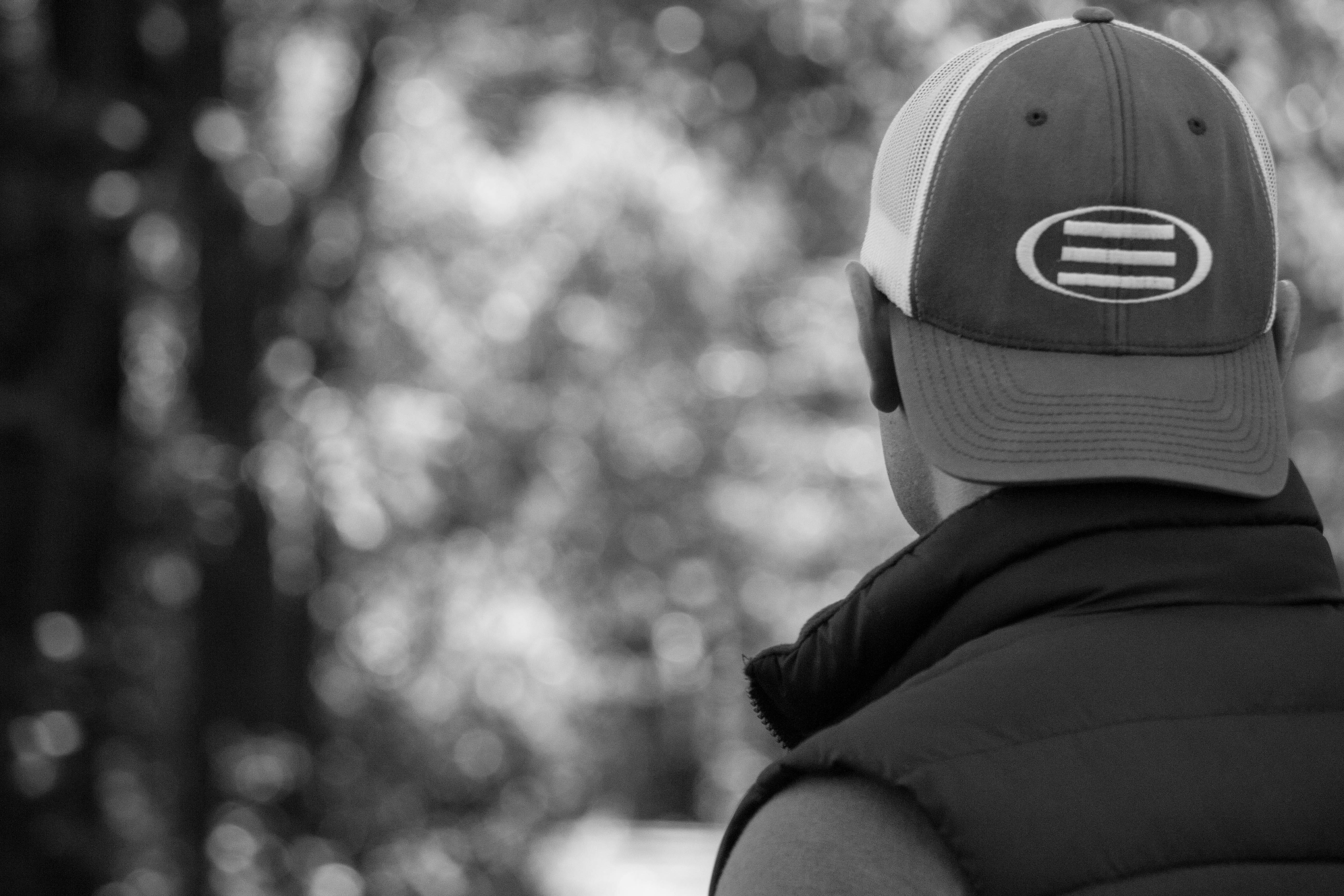 person, focus on foreground, man, baseball hat, adult, obscured face, helmet, clothing, nature, tree, warm clothing, rear view, headwear, leisure activity, HD Wallpaper