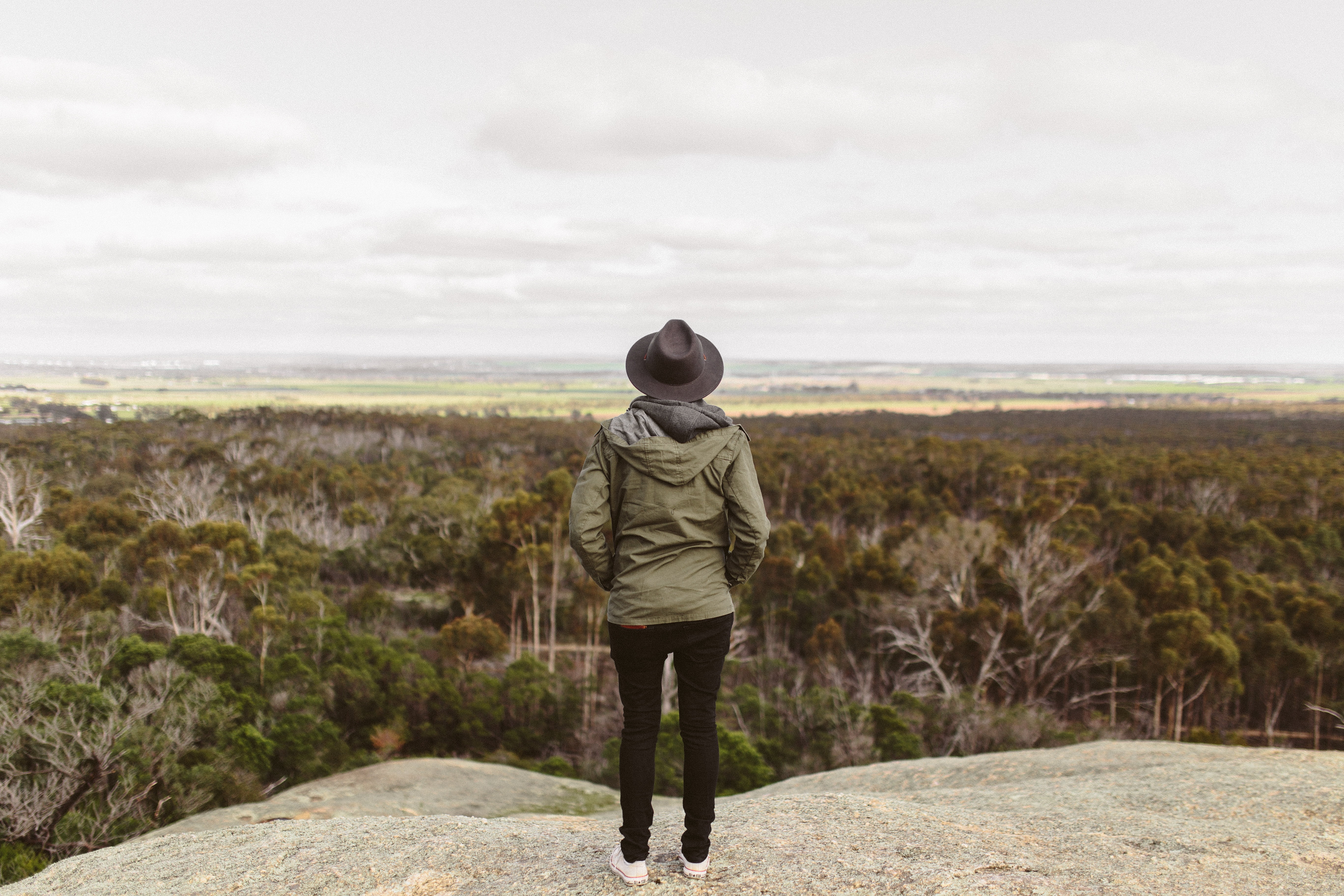 beach, backwards, person, day, one person, valley, solitude, clothing, grass, people, rock, warm clothing, woman, cloud - sky, girl, land, young adult, HD Wallpaper