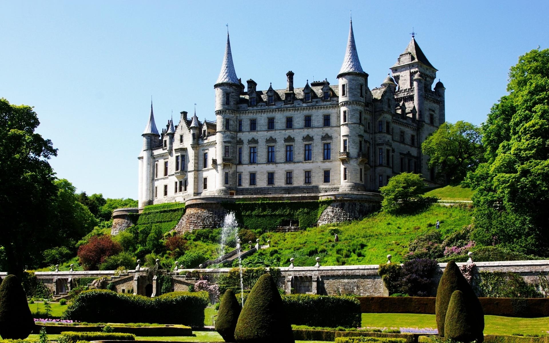 beautiful, trees, scotland, nature and landscapes, 1080P, green, dunrobin, dunrobin castle, castle, nature, grass, HD Wallpaper