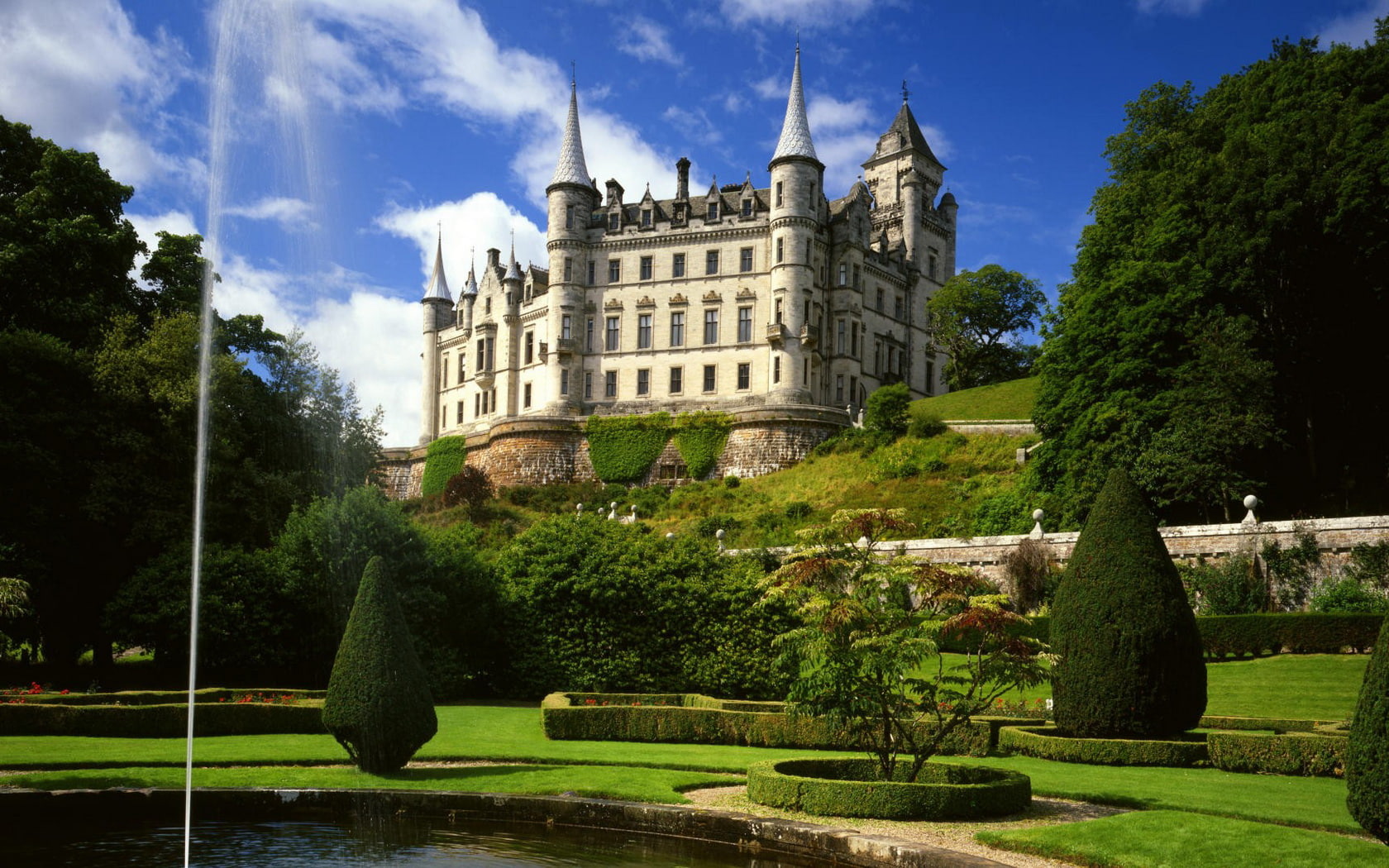architecture, garden, castle, 720P, dunrobin, HD Wallpaper