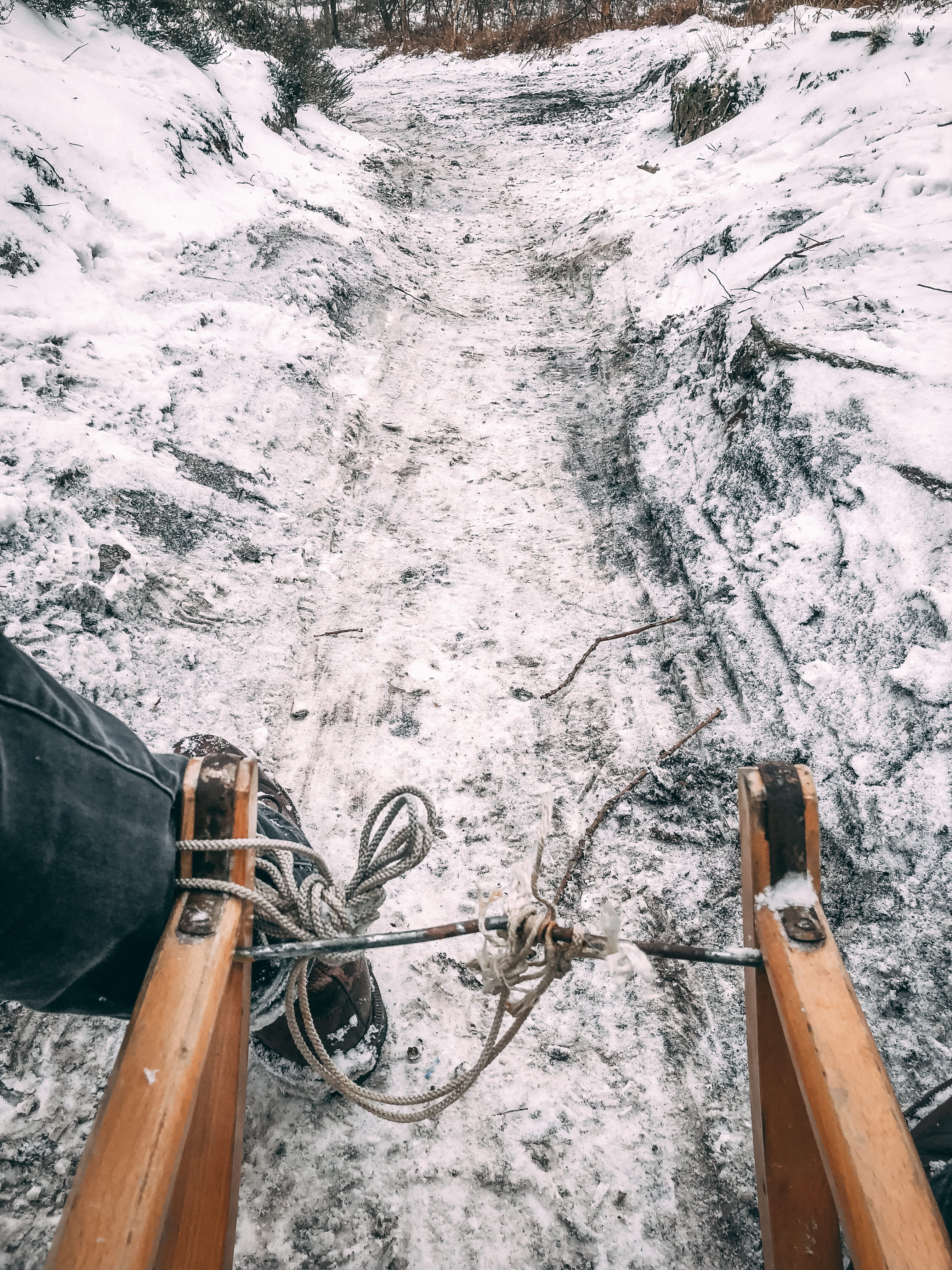 pipe - tube, mode of transportation, hampshire, sleigh, water, adventure, cold temperature, close-up, high angle view, cold, land, wood - material, motion, Phone HD Wallpaper