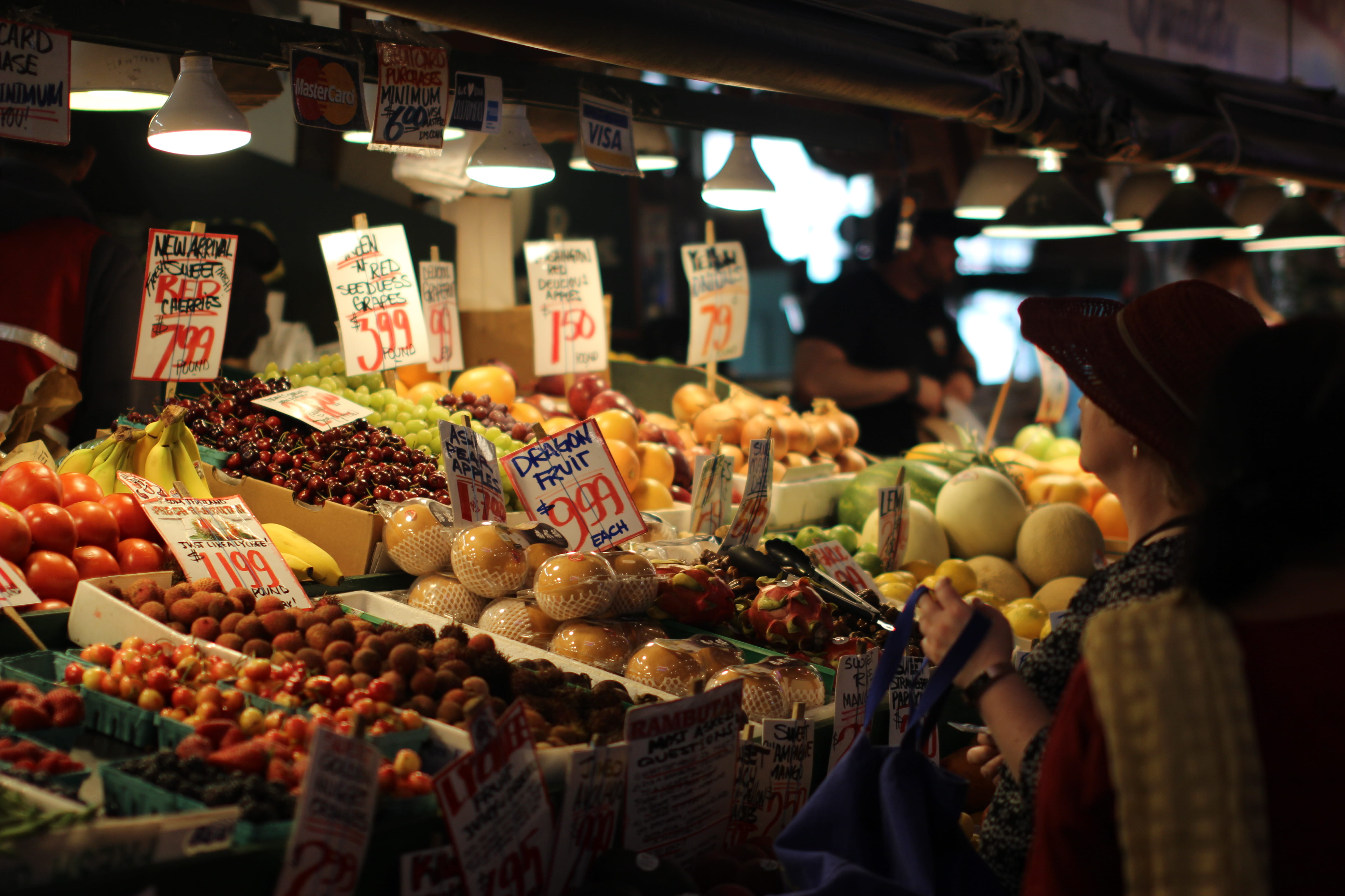 market stall, shopping, healthy eating, abundance, retail display, large group of objects, variation, buying, public market, seattle, world market, real people, HD Wallpaper