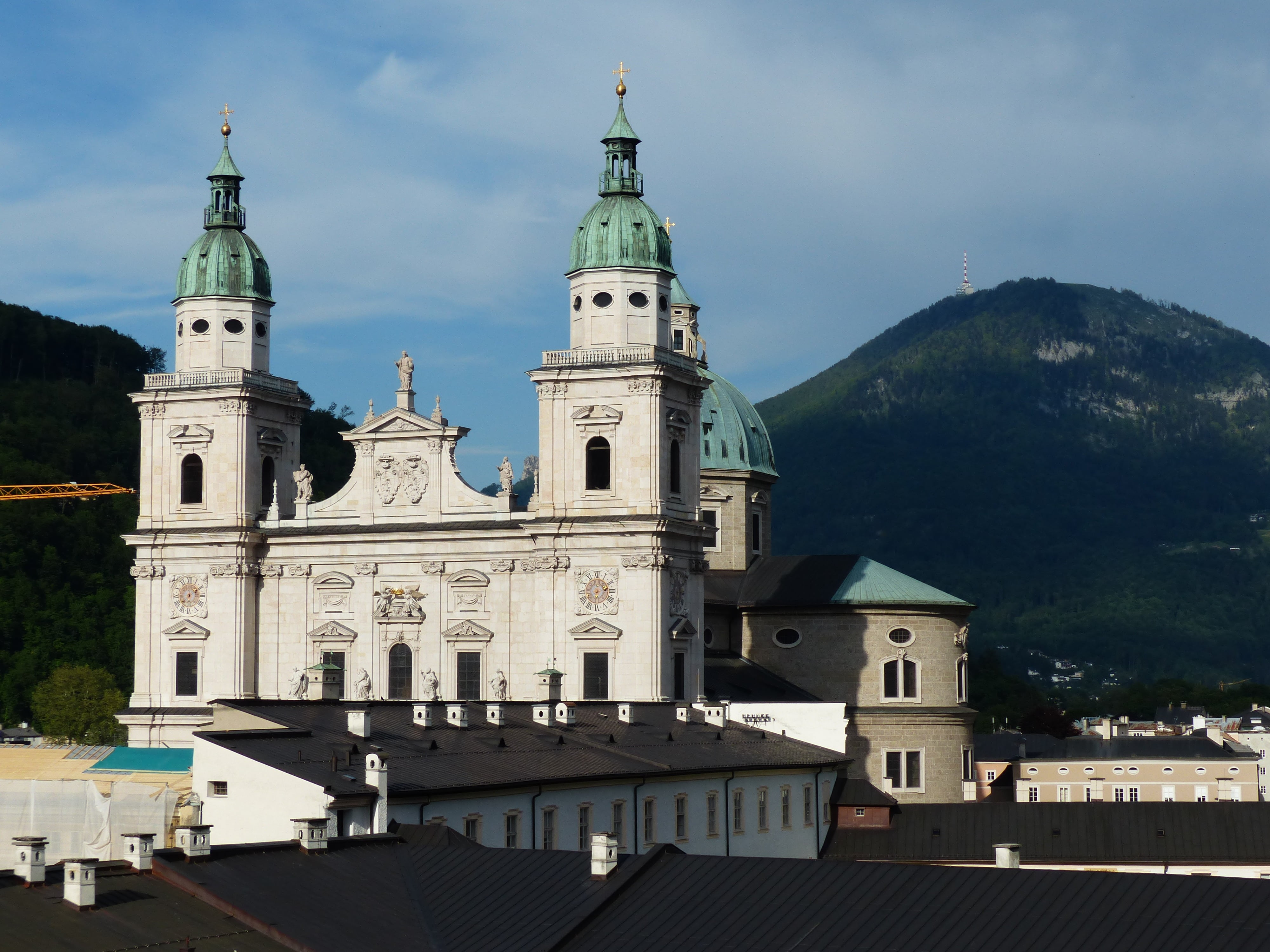no people, built structure, world heritage site, untersberg marble, salzburg cathedral, salzburg, facade, tuscan pilasters, building, history, 4K, unesco world heritage, HD Wallpaper