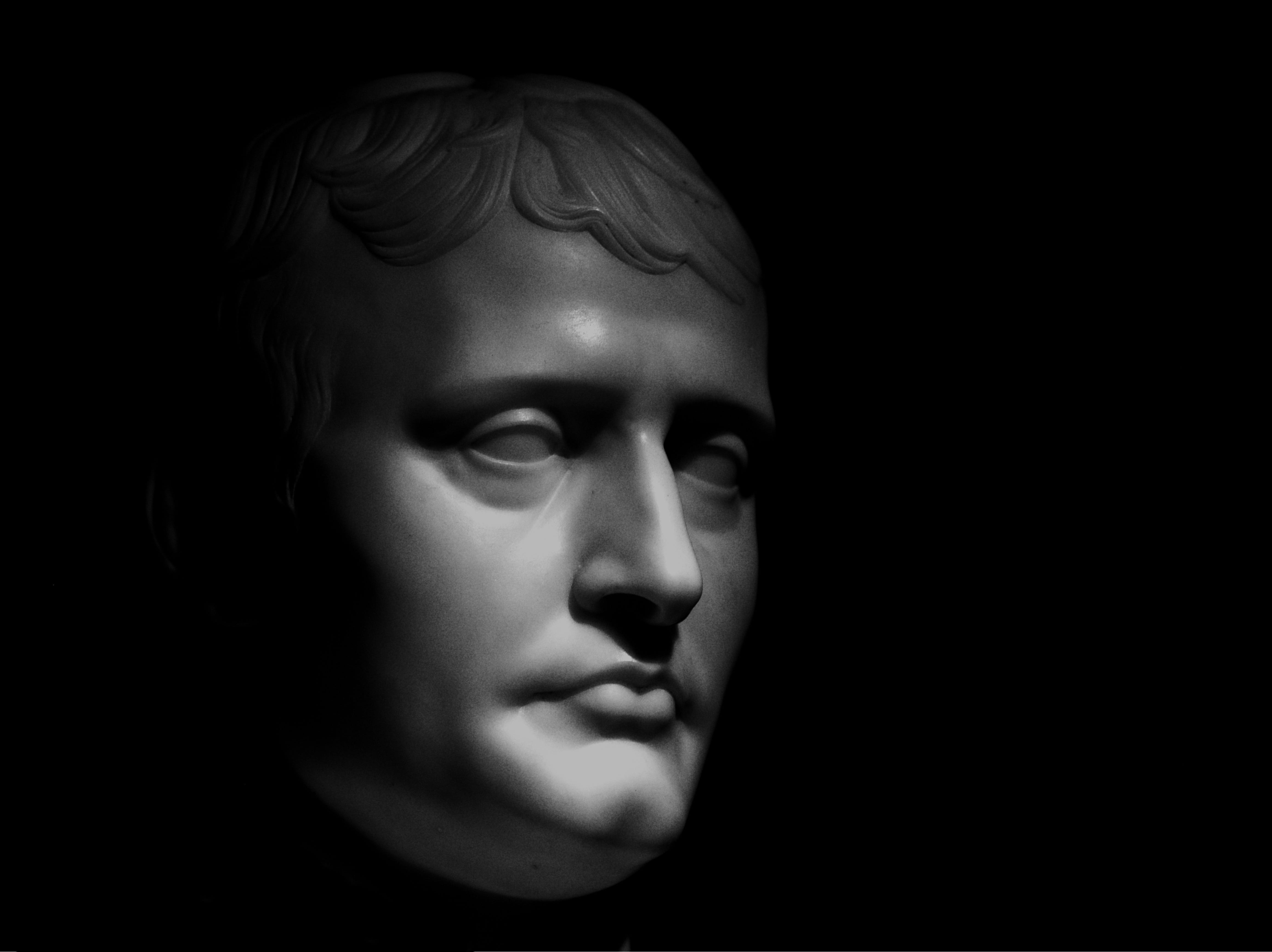 shadows, eavesdropping, hd, studio shot, representation, bust, listening, creativity, human head, black background, sculpture, brooding, face, indoors, HD Wallpaper