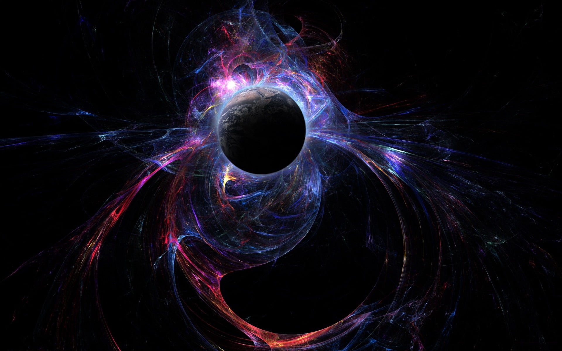 futuristic, dark, outdoors, light, fantasy, purple, color Image, astronomy, smoke, pall, swirl, computer Graphic, black background, spiral, night, motion, HD Wallpaper