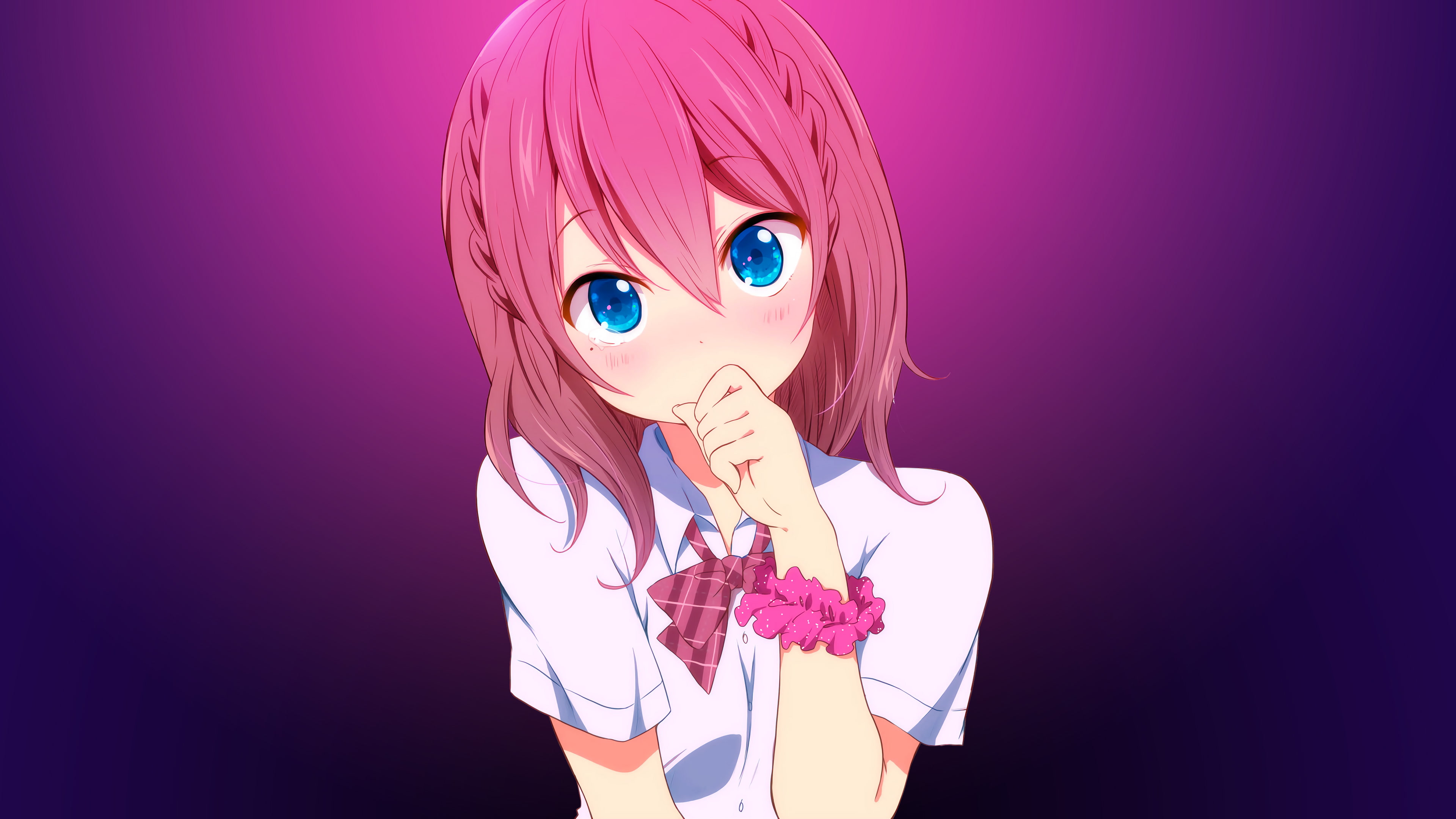 4K, Yawning, Anime girl, 4K, HD Wallpaper