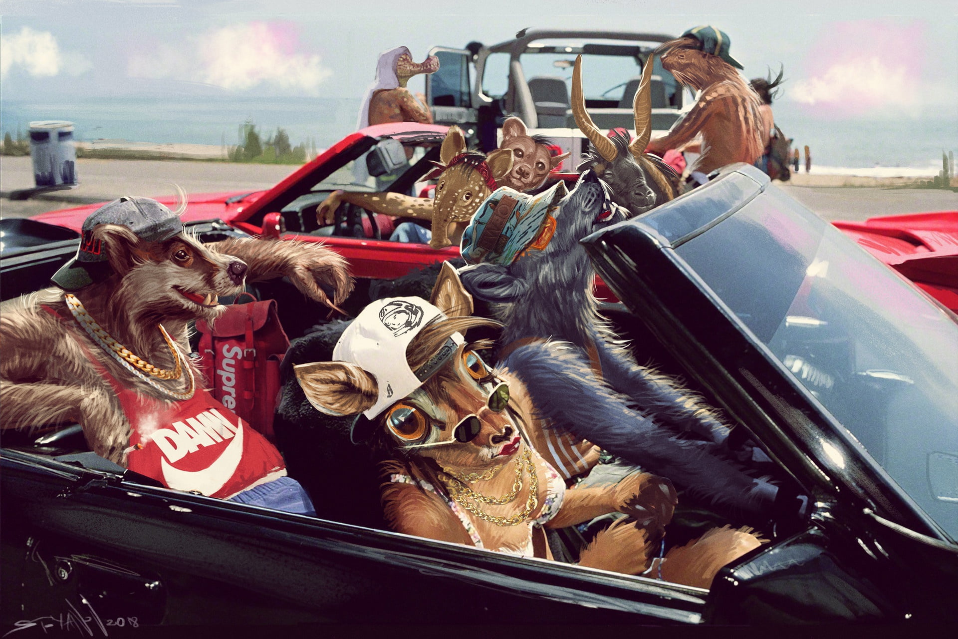 1080P, by Kaloyan Stoyanov, Alligator, ROE, Sunday drift, Tapir, Animals, Machine, Fantasy, Badger, Art, Fury, Kaloyan Stoyanov, Car, Wolf, Fiction, Mountain, HD Wallpaper