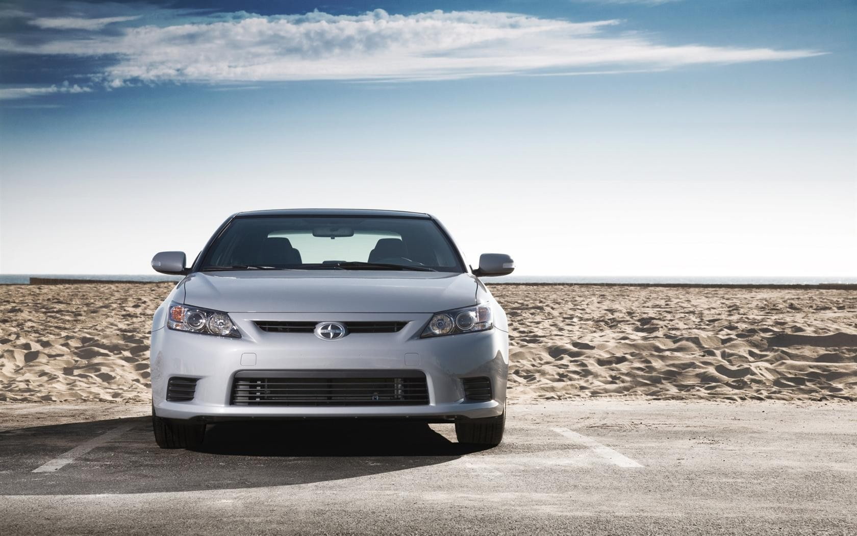 road trip, environment, sunlight, scenics - nature, beach, mode of transportation, sea, no people, land vehicle, nature, sand, Scion tC, 720P, sky, travel, HD Wallpaper