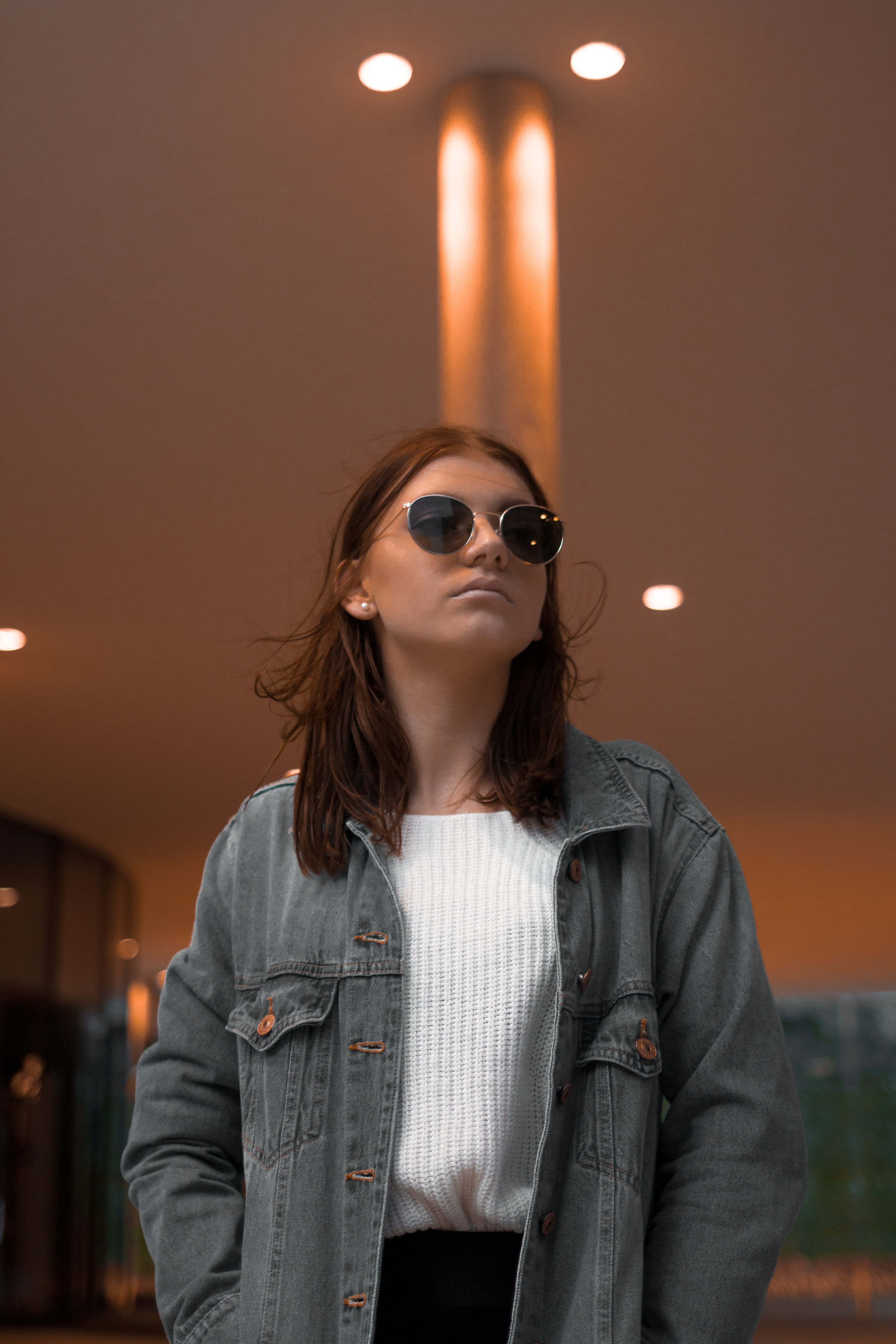 electric lamp, wien, waist up, austria, fashion, orange, casual clothing, front view, illuminated, light, indoors, portrait, young adult, lifestyles, adult, Phone HD Wallpaper