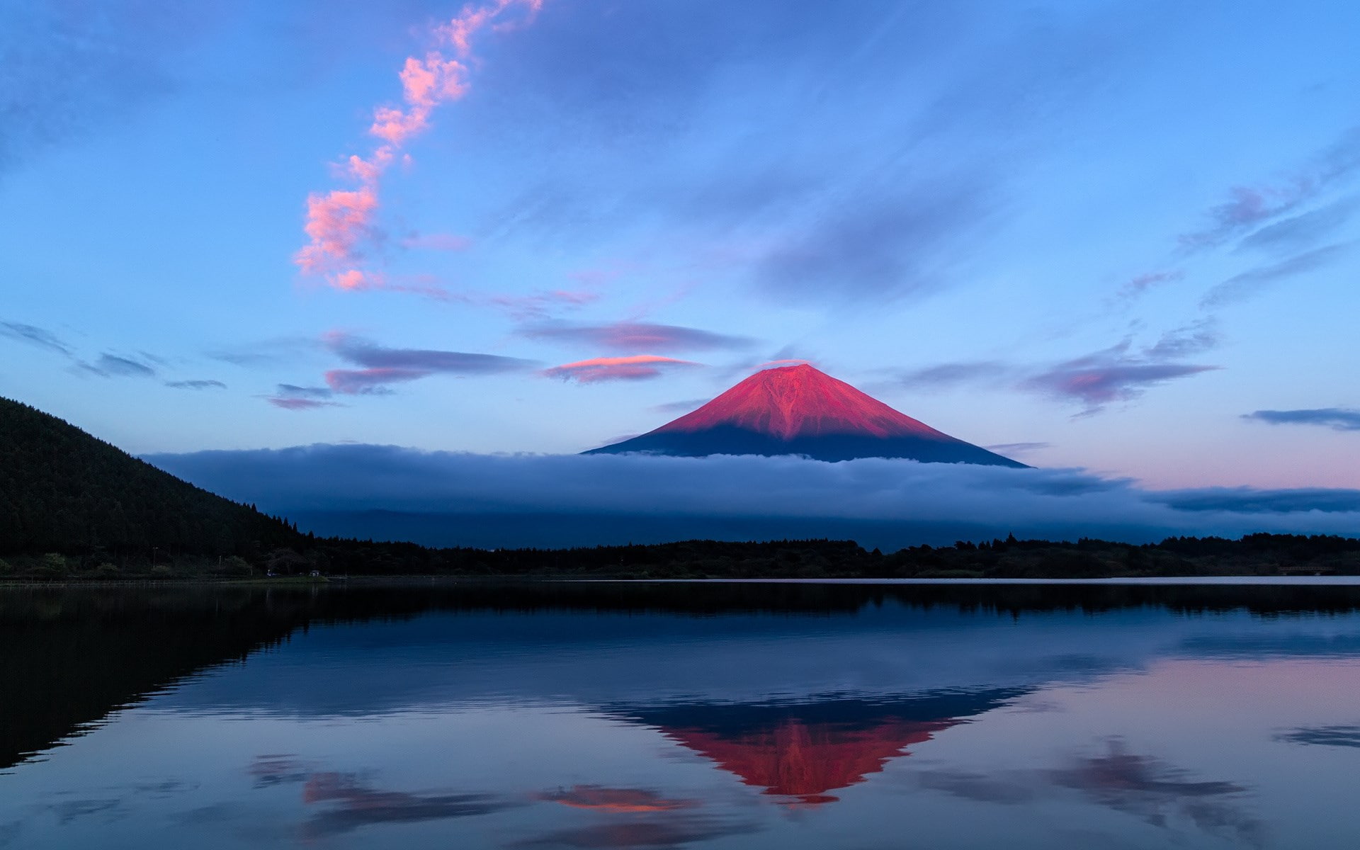 non-urban scene, no people, tranquil scene, waterfront, idyllic, outdoors, sky, 1080P, mountain, cloud - sky, lake, sunset, water, unbelievably beautiful pictures nature 1920x1200, HD Wallpaper