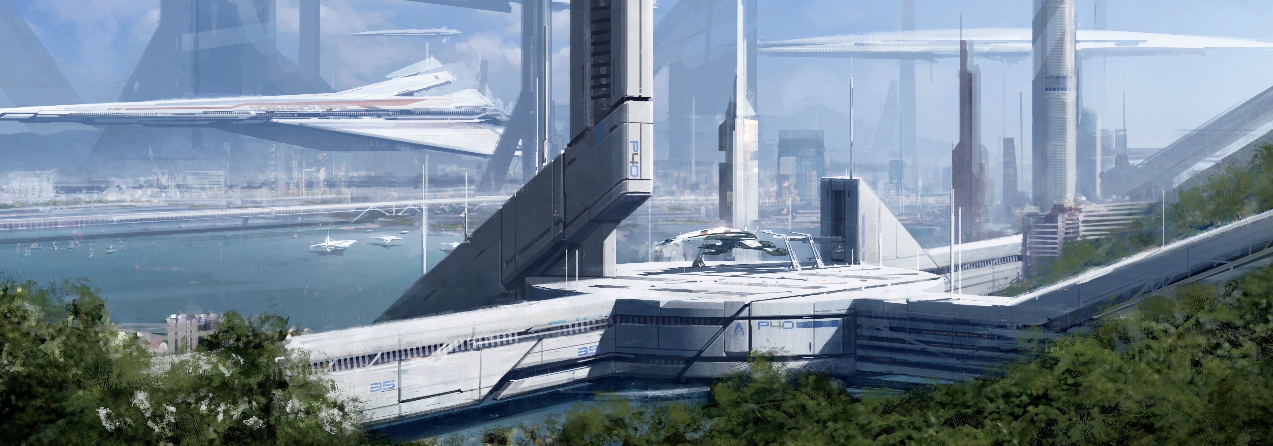 building exterior, architecture, built structure, tree, station, city, yacht, nautical vessel, fantastic. future. space, buildings, glass - material, plant, HD Wallpaper