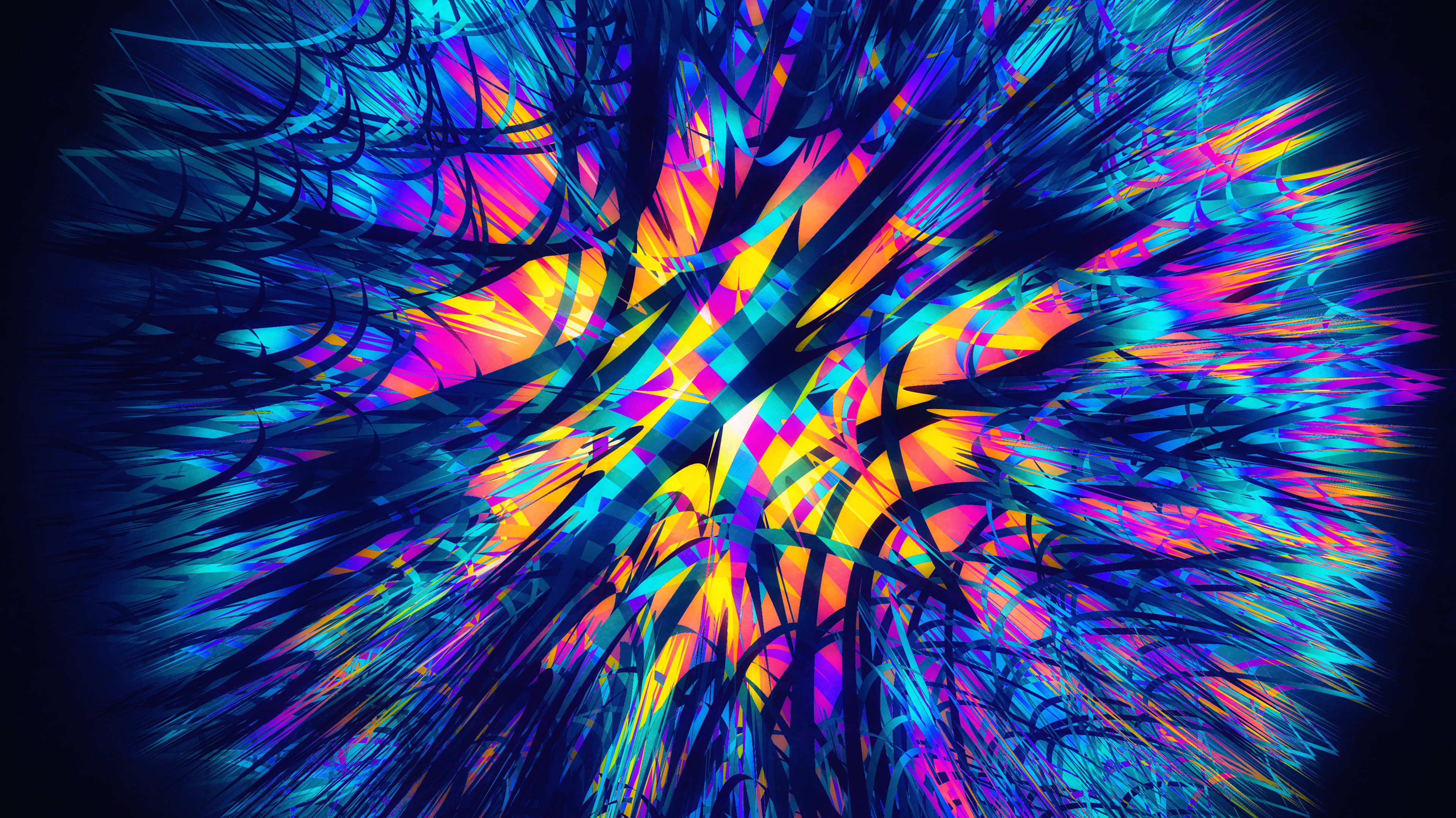 4K, Neon, k, Ribbons, HD Wallpaper