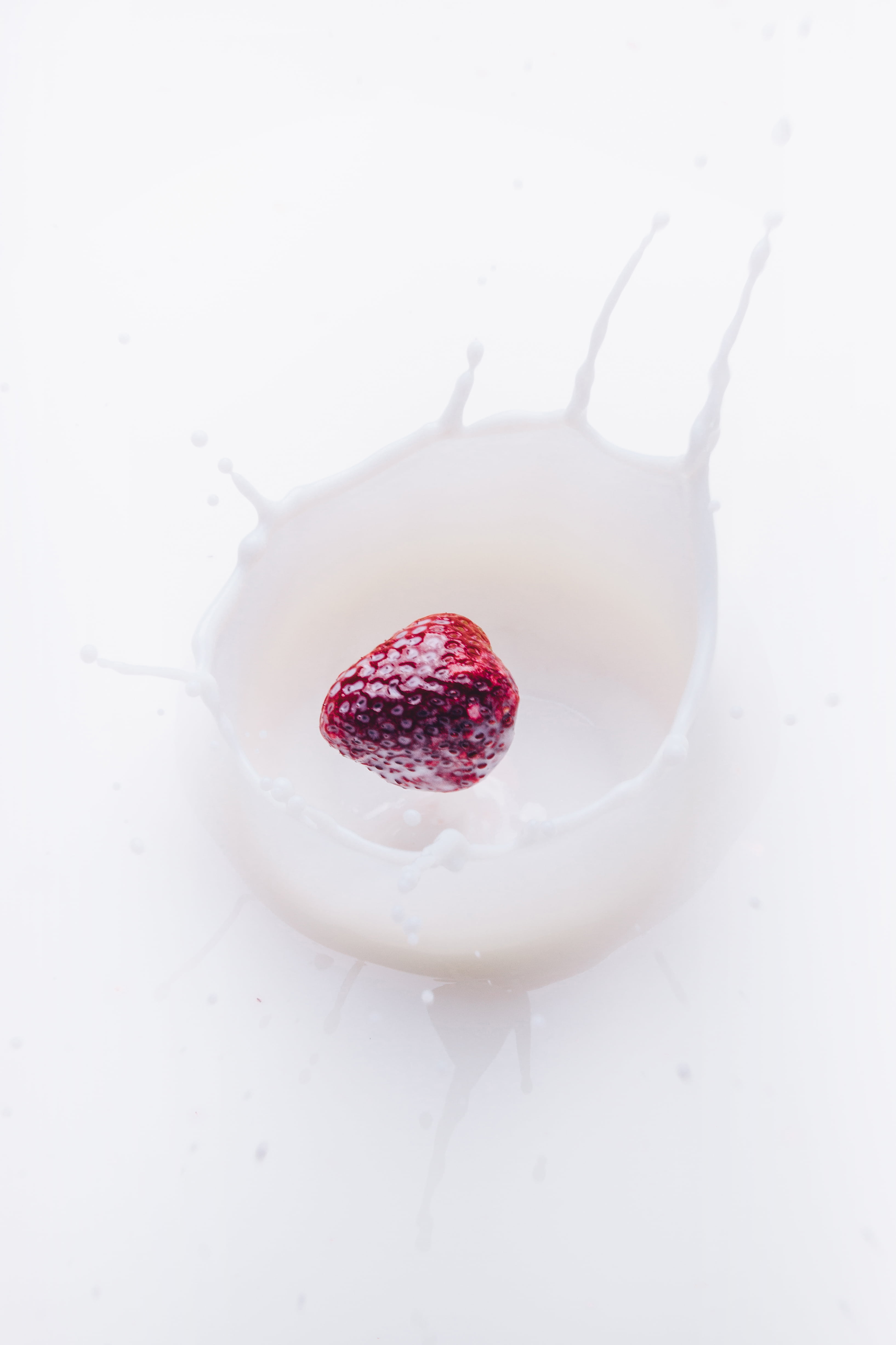 milk, 4K, high angle view, berry Fruit, strawberry, temptation, drink, no people, indoors, yogurt, studio shot, still life, dairy product, indulgence, Phone HD Wallpaper