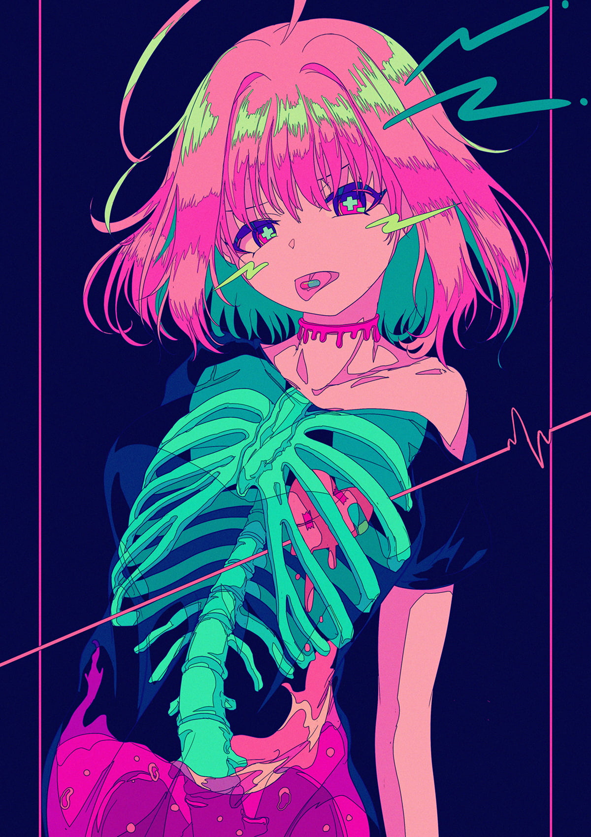 ghoul, anime, Riamu Yumemi, ribs, heart, 720P, anime girls, Berry Verrine, Phone HD Wallpaper