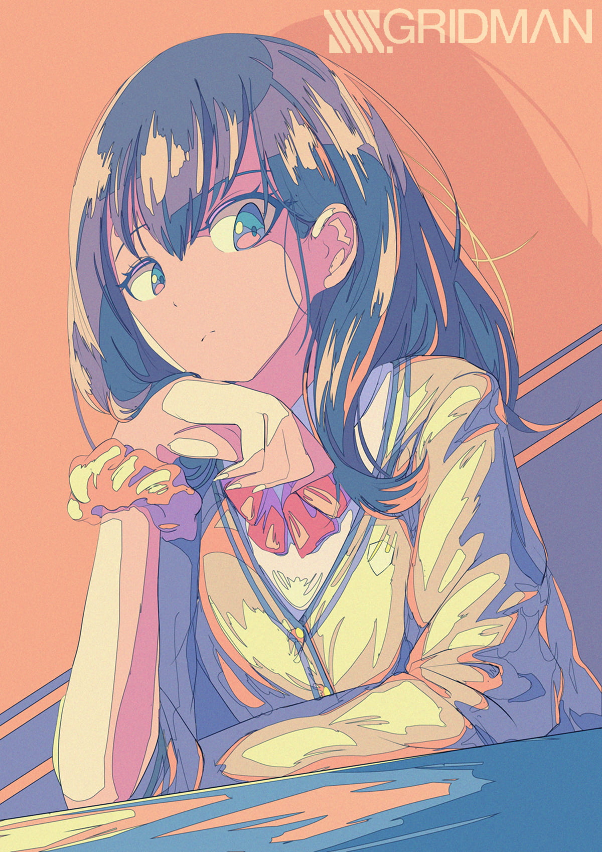 fan art, 720P, anime, illustration, SSSS.GRIDMAN, portrait display, Takarada Rikka, colorful, 2D, Berry Verrine, drawing, digital art, anime girls, schoolgirl, Phone HD Wallpaper
