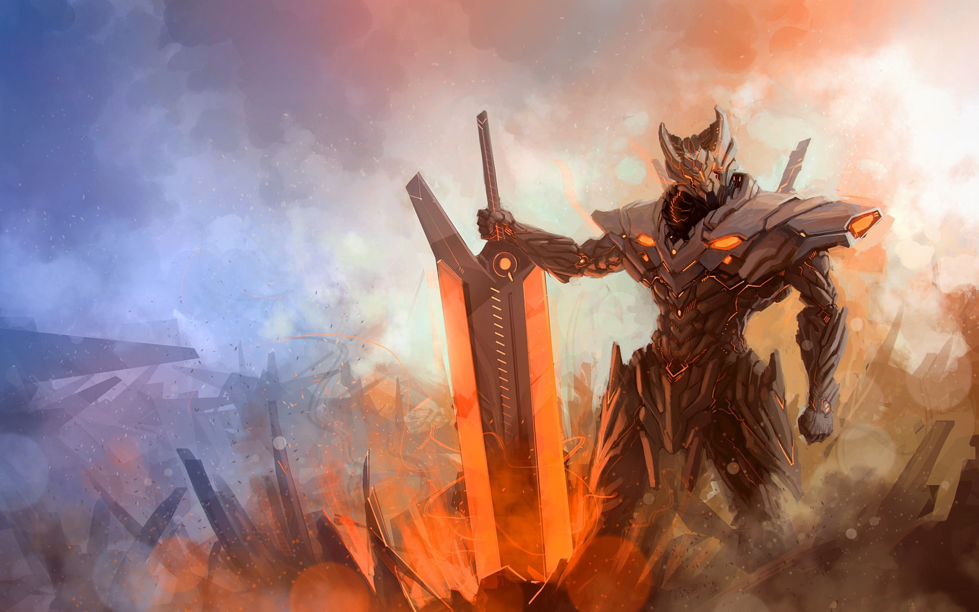 flame, art and craft, smoke - physical structure, 1080P, cloud - sky, sky, Jarvan IV, nature, painted, spirituality, League Of Legends, event, burning, HD Wallpaper
