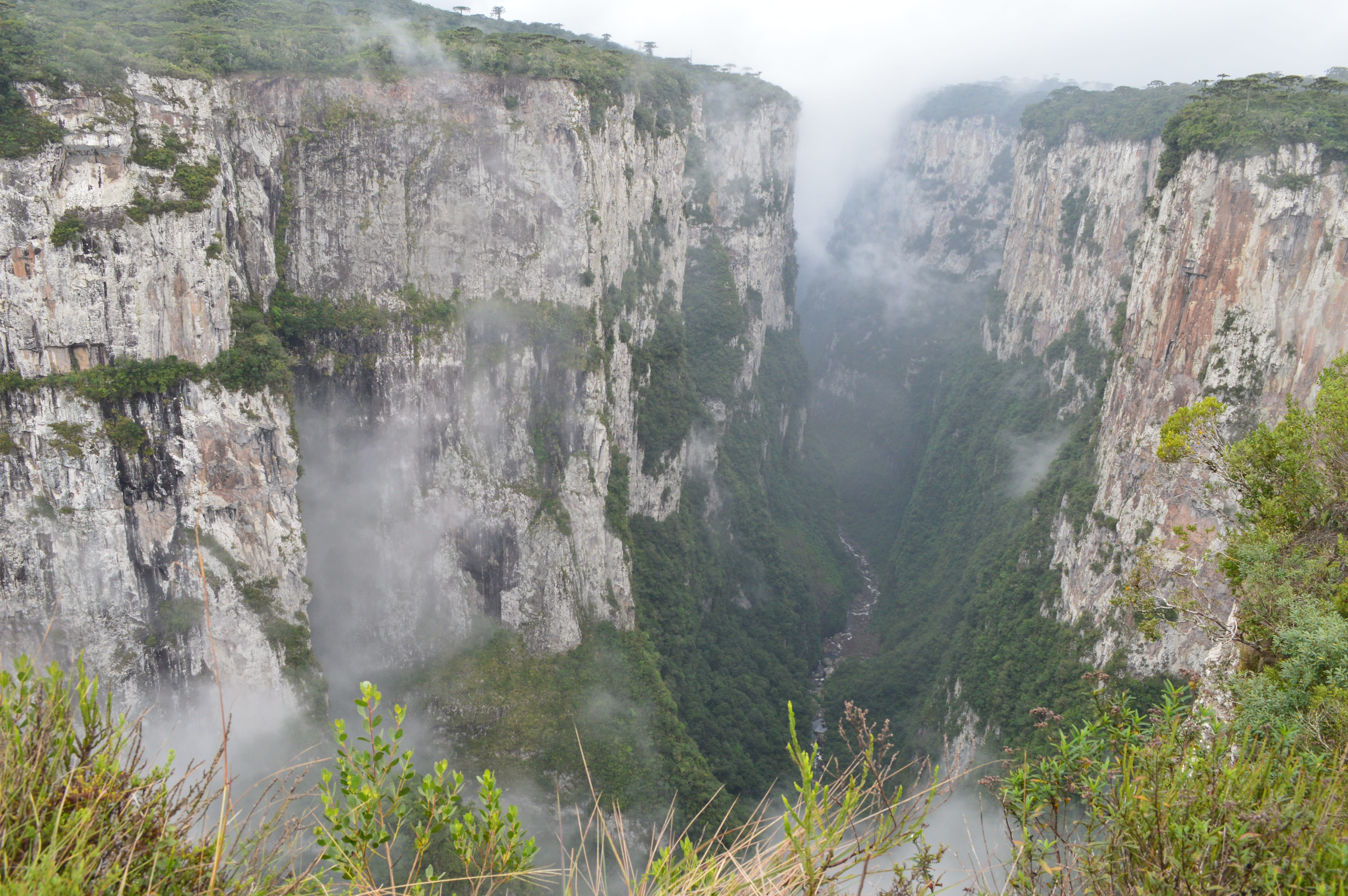 cloud, rock, rock formation, waterfall, ride, tree, solid, outdoors, itaimbezinho, cambará do sul, plant, widescreen, no people, clouds, day, tourism, national park, HD Wallpaper