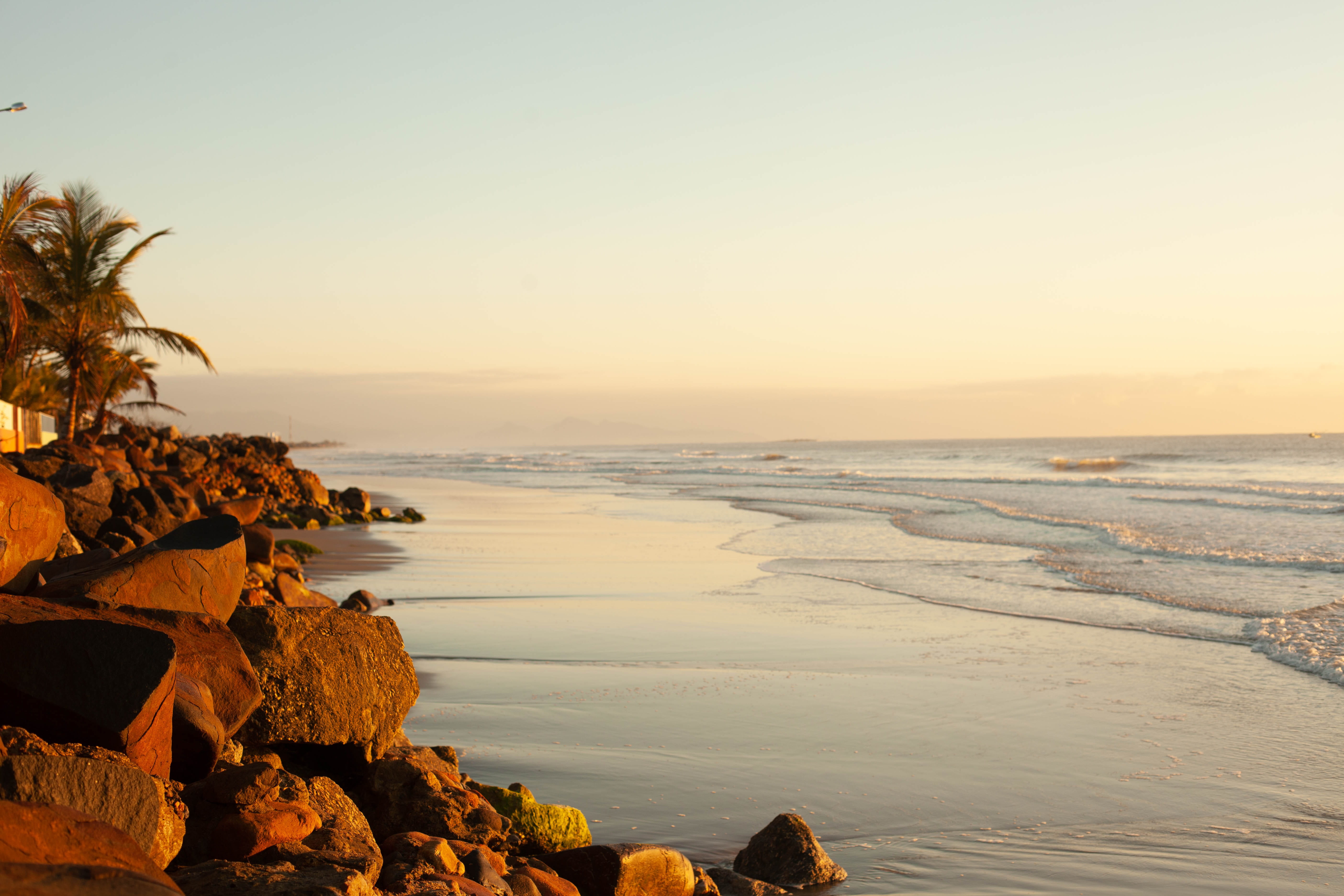 litoral, sunset, copy space, santa, rock - object, idyllic, santa catarina, non-urban scene, outdoors, solid, rocky coastline, island, horizon, mar, tranquility, HD Wallpaper