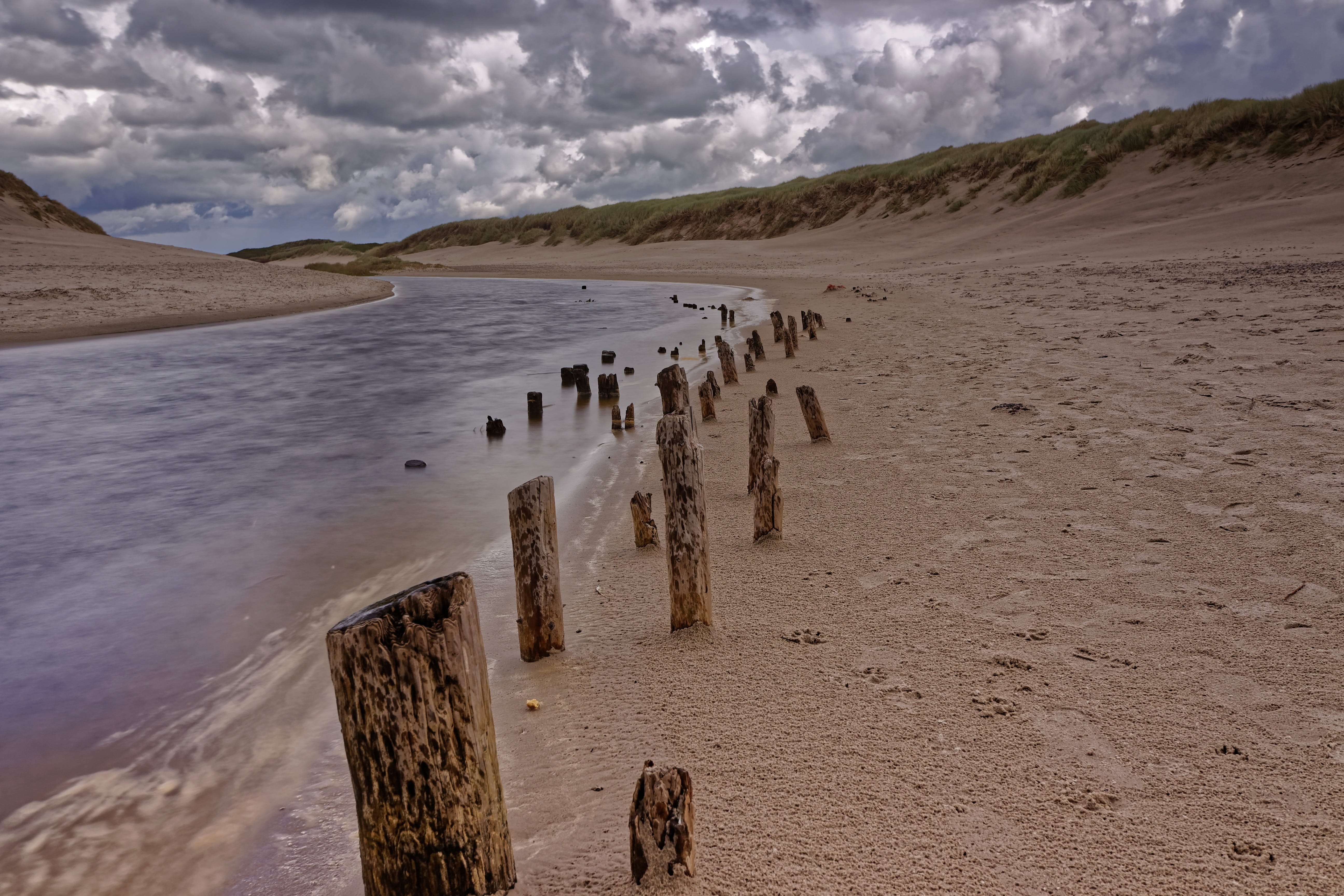 tranquility, landscape, color, sky, non-urban scene, sand, day, post, outdoors, beach, scenics - nature, north sea, nature, sea, river, climate, land, arid climate, HD Wallpaper