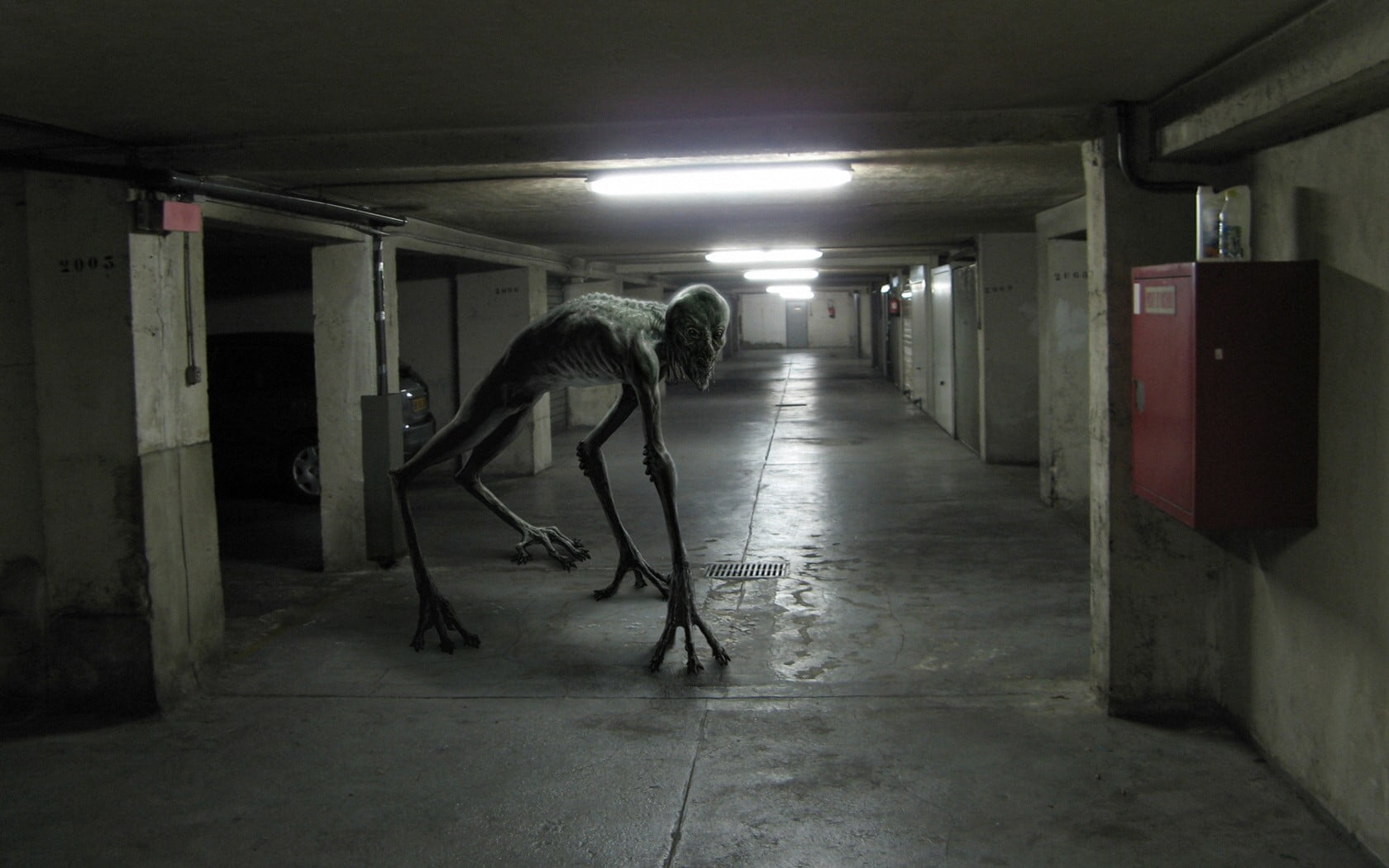 one person, architectural column, aliens, abandoned, still, real people, night, lighting equipment, ceiling, corridor, illuminated, flooring, full length, HD Wallpaper