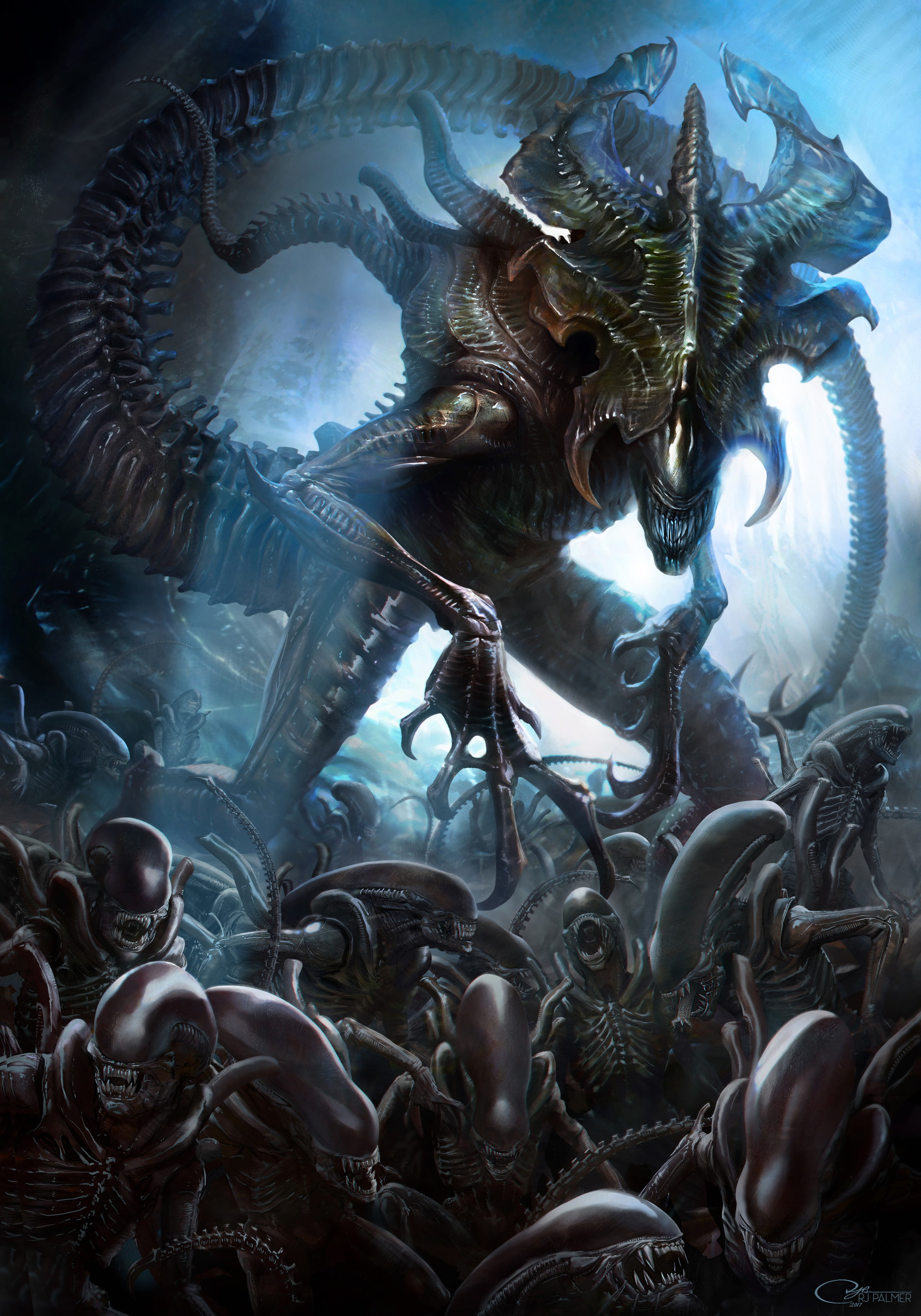 Alien (movie), creature, Xenomorph, 2K, digital art, aliens, Phone HD Wallpaper