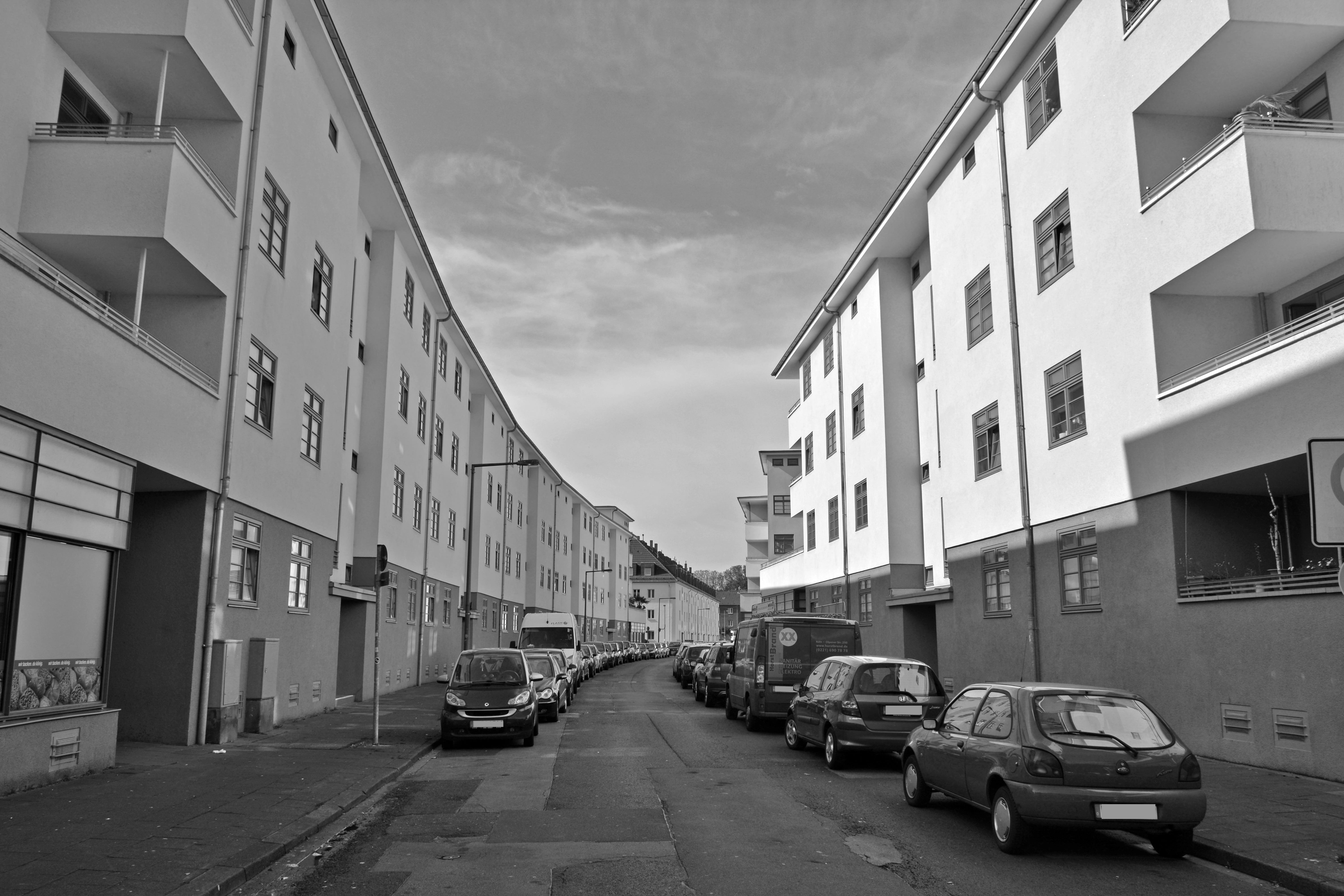 urban, built structure, the way forward, clouds, direction, bauhaus architecture, apartment, residential district, no people, just, architecture, perspective, HD Wallpaper