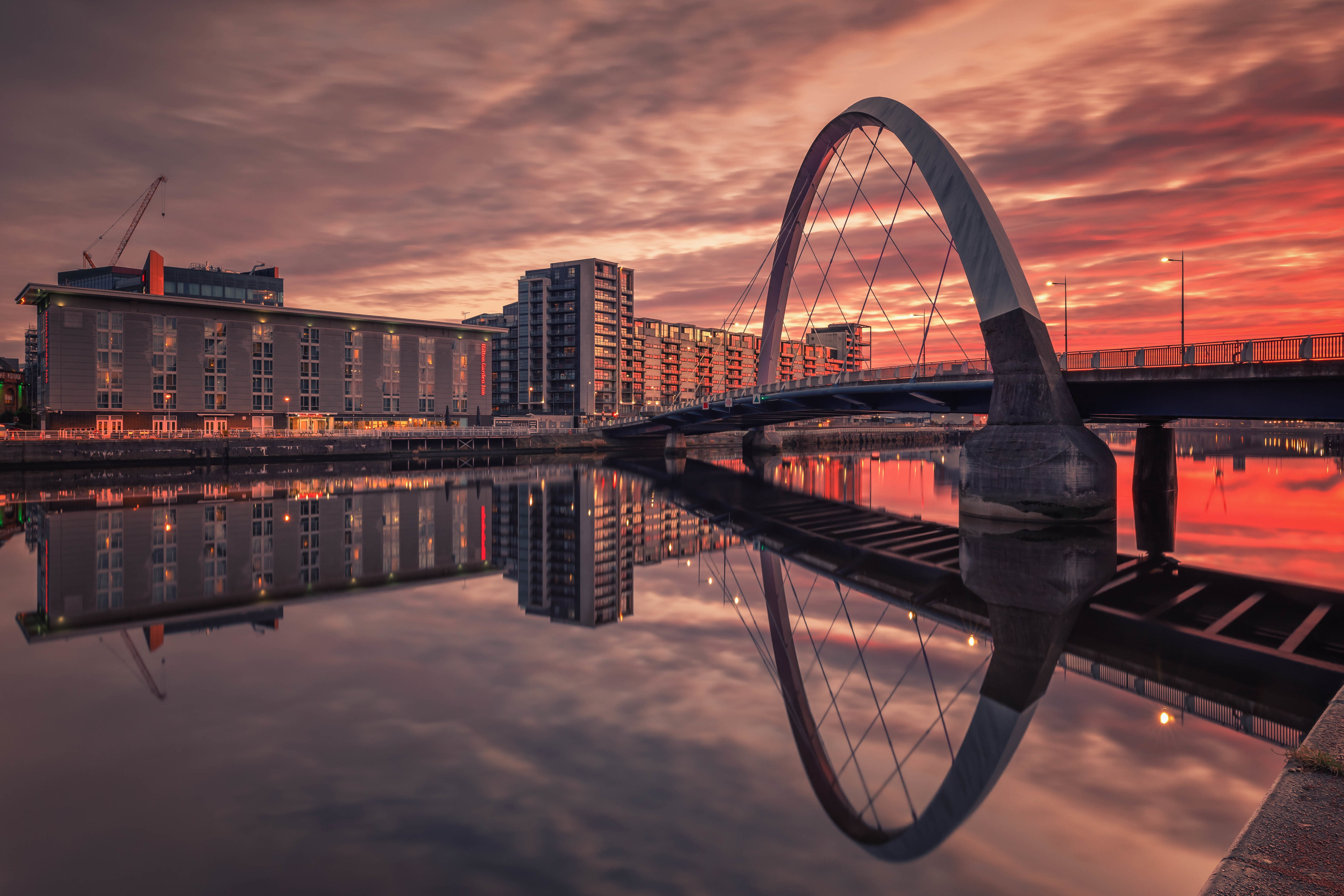 5K, Squinty Bridge, Glasgow, River Clyde, Scottish, Hilton Garden Inn, HD Wallpaper