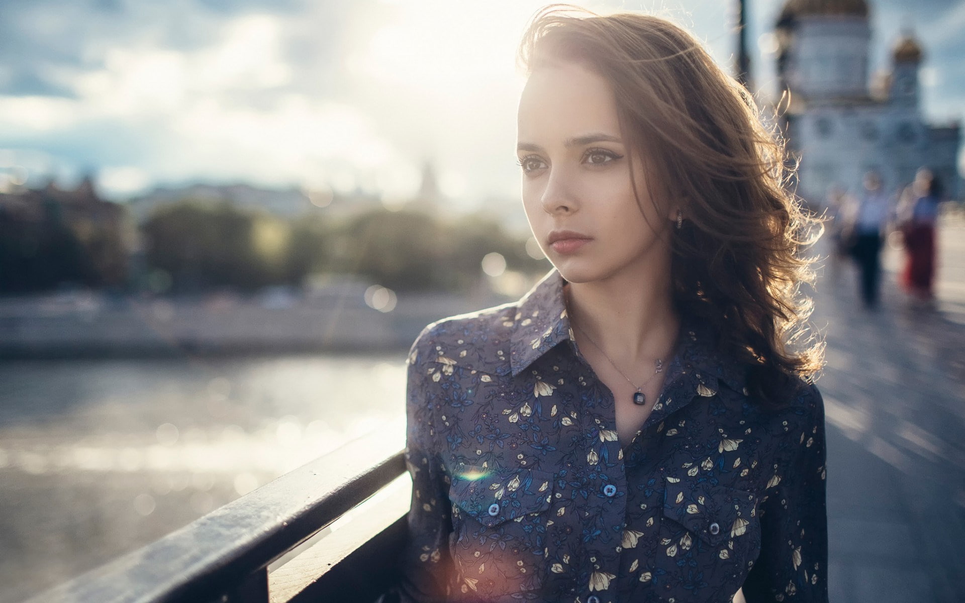 looking away, adult, young adult, focus on foreground, outdoors, headshot, portrait, 1080P, brown hair, hairstyle, beautiful woman, real people, young women, HD Wallpaper