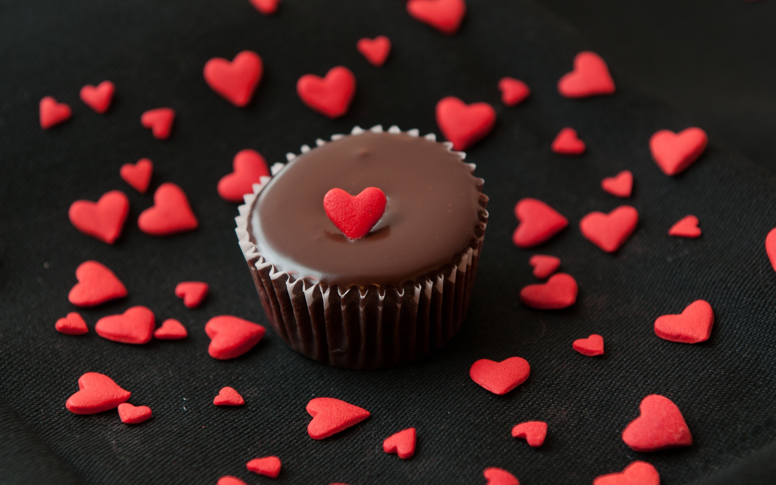 Muffins, 2K, Love, Hearts, Chocolate, Food, Cake, HD Wallpaper