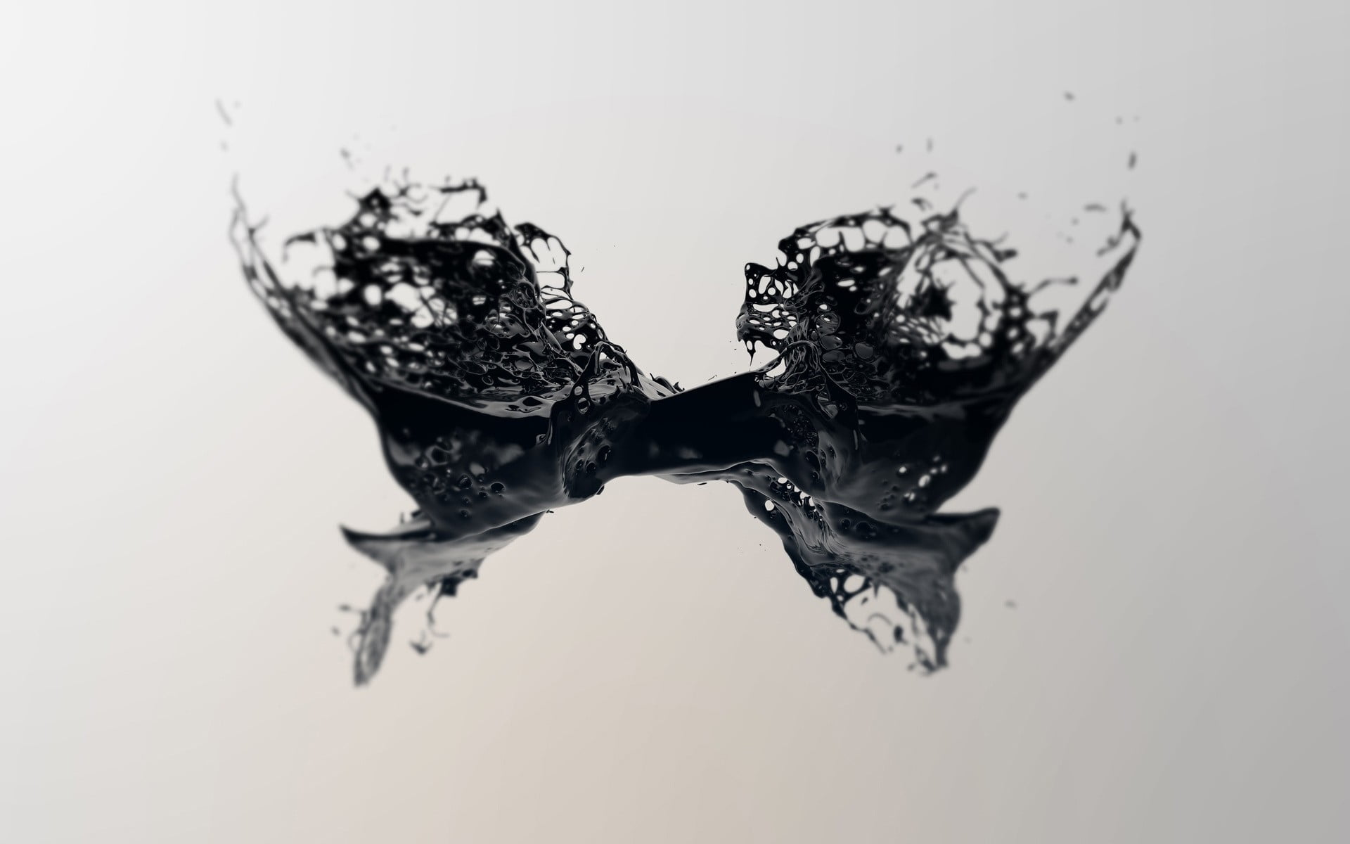 nature, liquid, monochrome, reflection, black, studio shot, animal wing, spill, artwork, purity, animal wildlife, black color, animal, close-up, HD Wallpaper