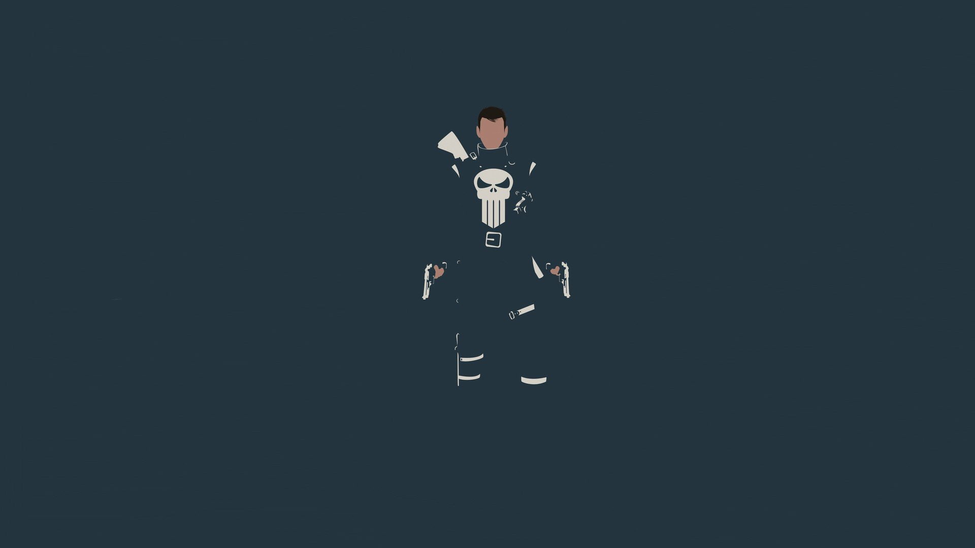 1080P, The Punisher, minimalism, skull, Marvel Comics, HD Wallpaper