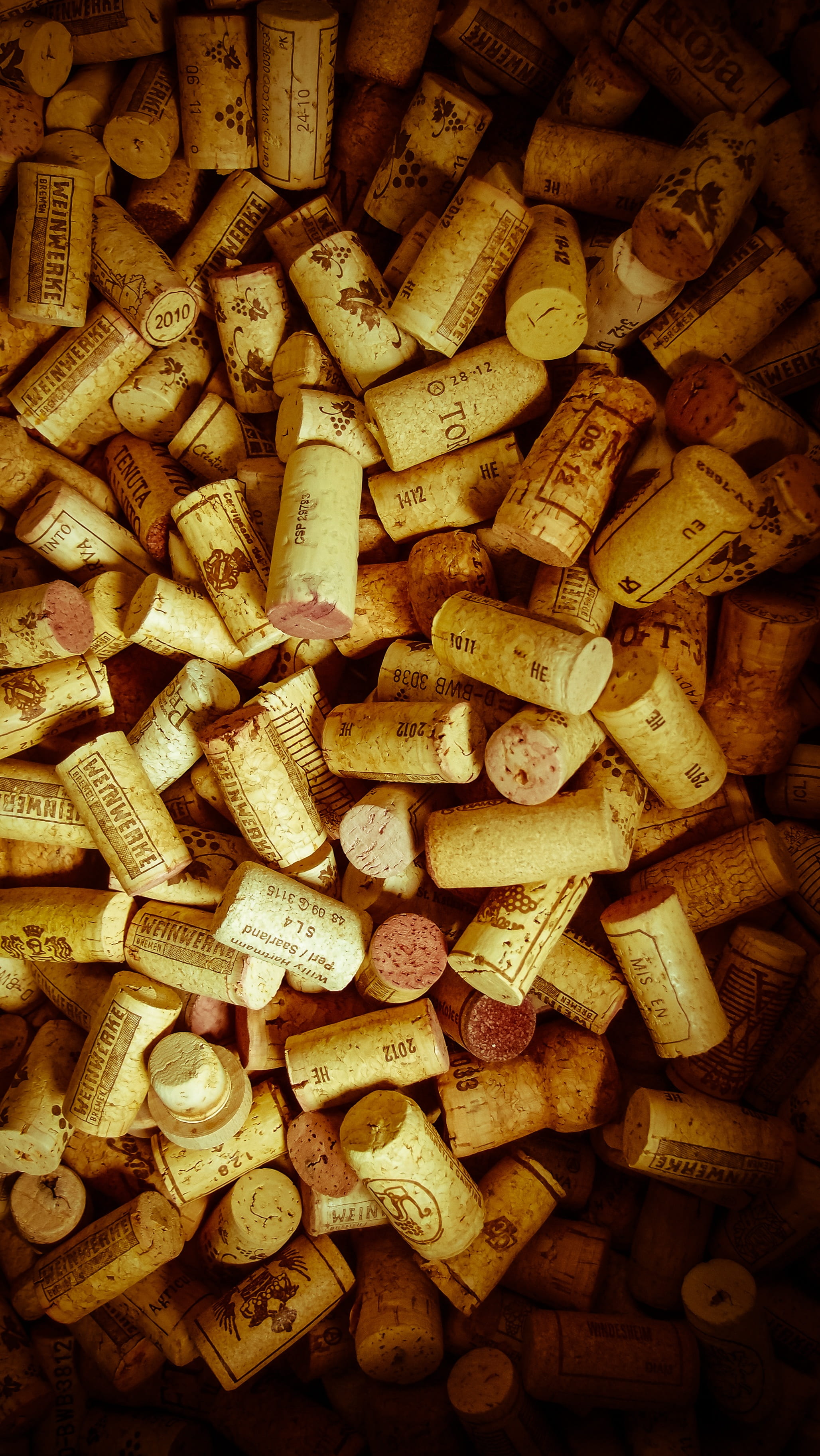full frame, communication, chopped, close, high angle view, backgrounds, food, text, cork - stopper, wine corks, variation, bottle closure, wine, still life, Phone HD Wallpaper