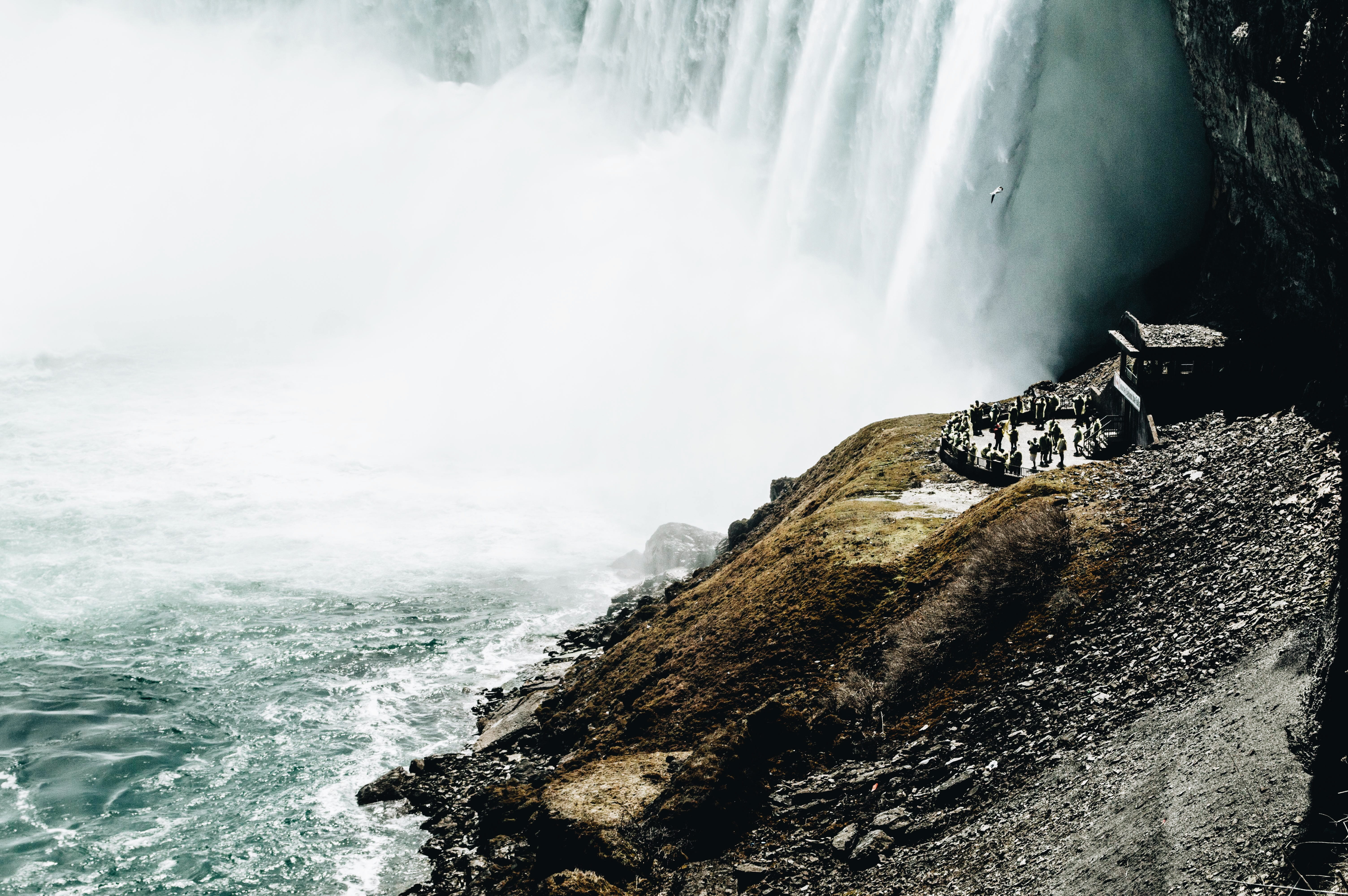 rock - object, lake, people, nature, flowing water, rock, blurred motion, power in nature, niagara falls, motion, water, adventures, day, 5K, no people, HD Wallpaper