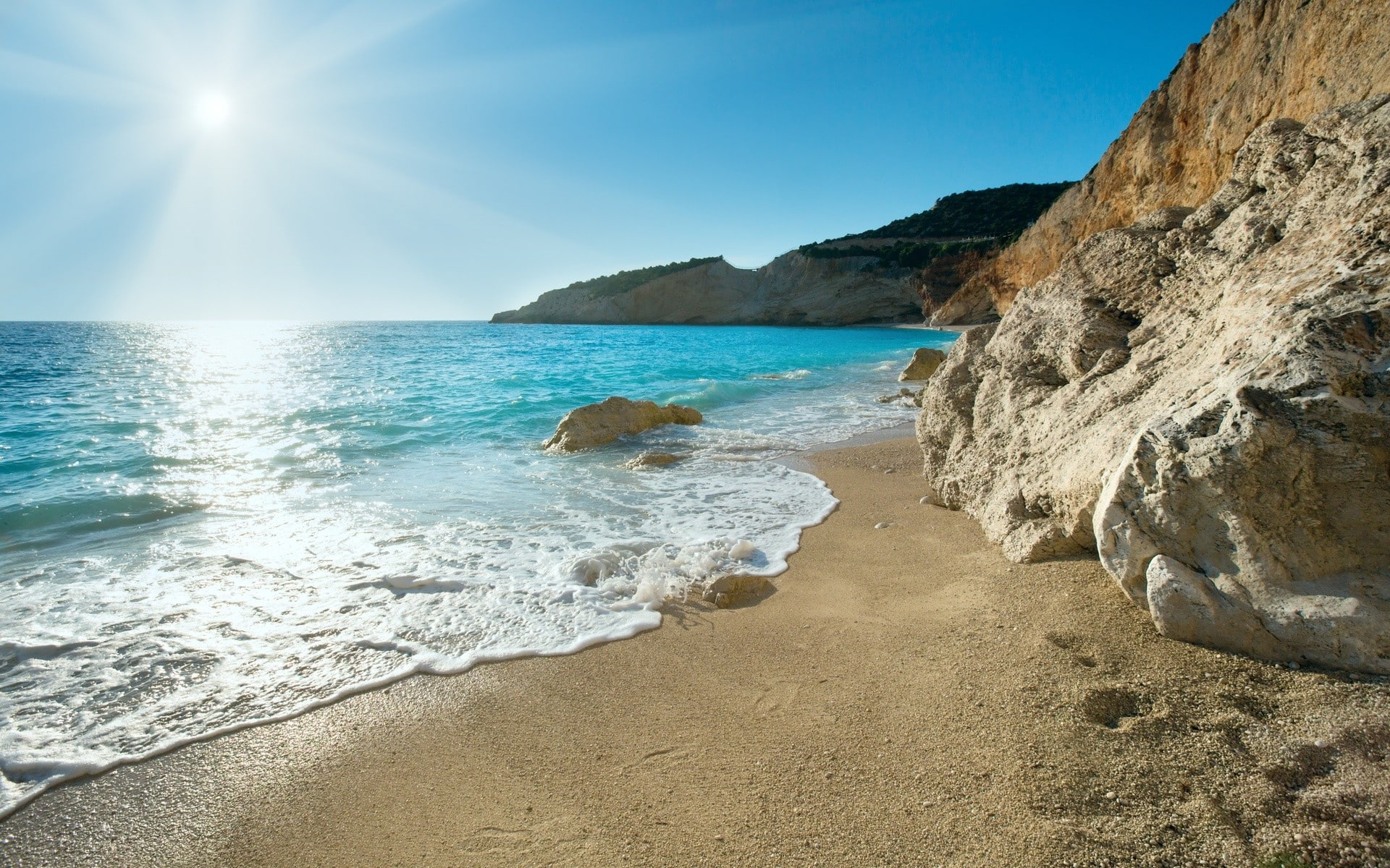 sea foam, 1080P, sea, beach, sand, landscape, cliff, HD Wallpaper