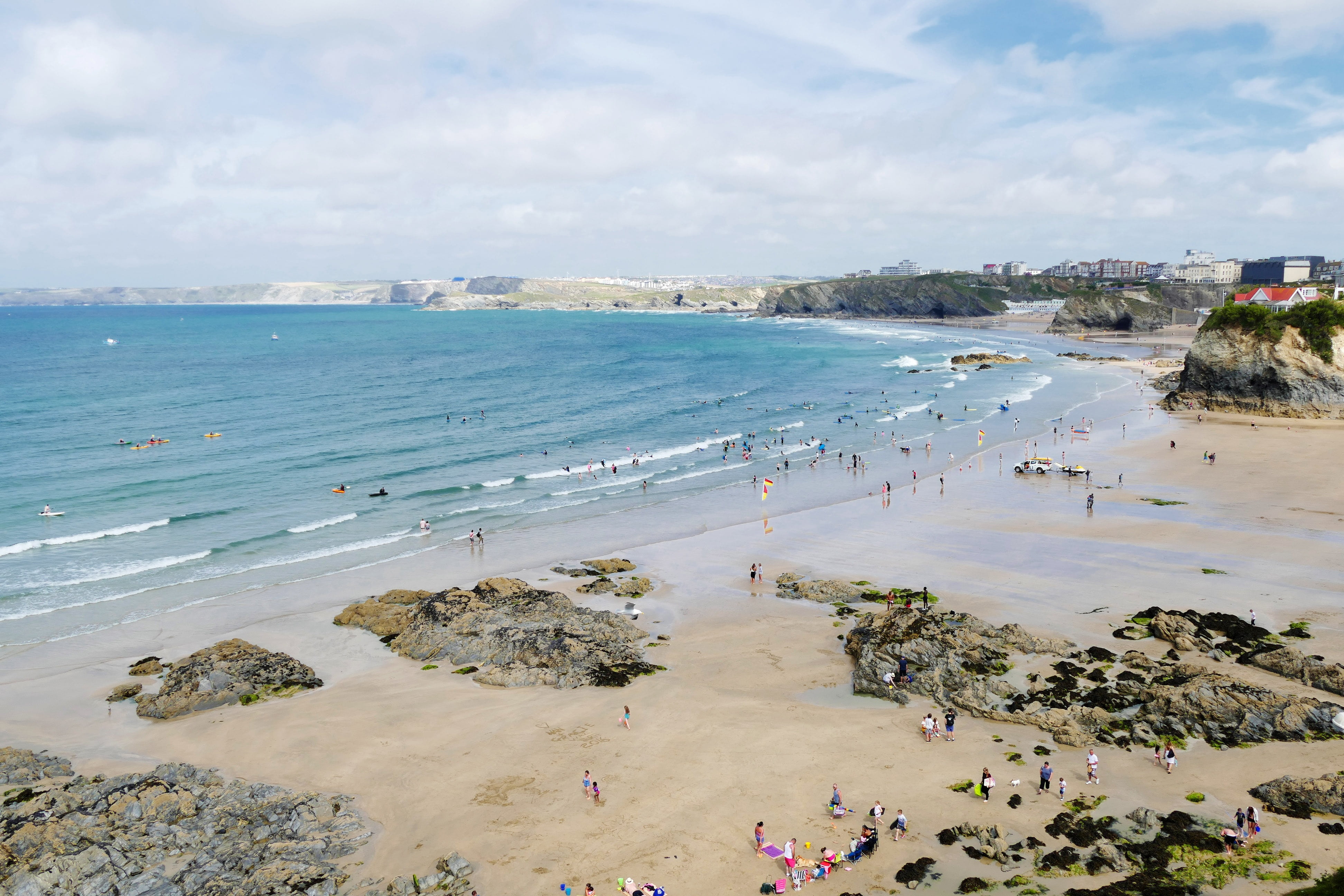 outdoor, day, landscape, outdoors, surfing, tide, british, travel, summer, united, newquay, coast, relax, scenics - nature, high angle view, tourism, scenic, HD Wallpaper