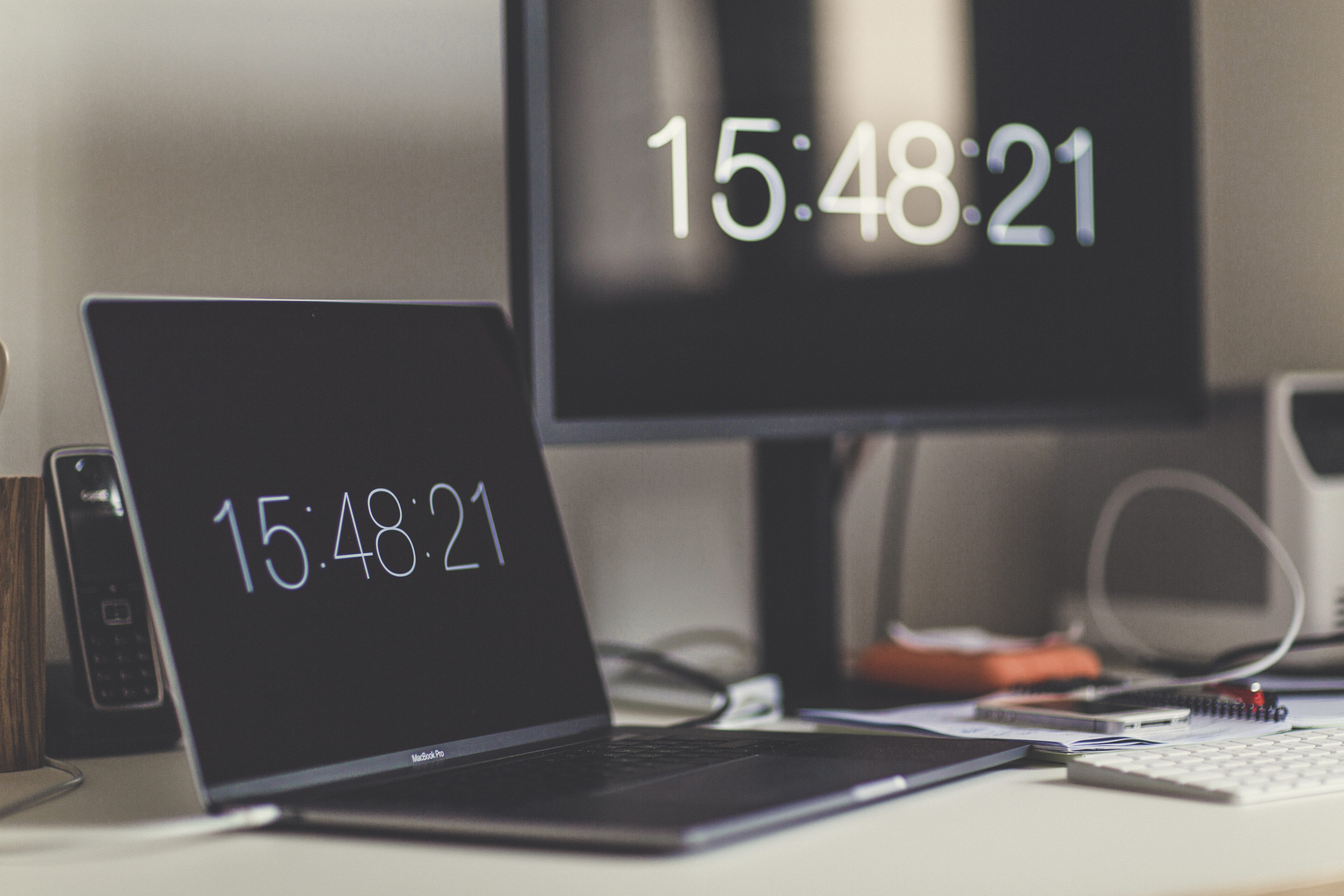 computer equipment, office, workstation, computer monitor, home office, showing, wood, computer, people, desk top, wooden, connection, business, laptop, HD Wallpaper